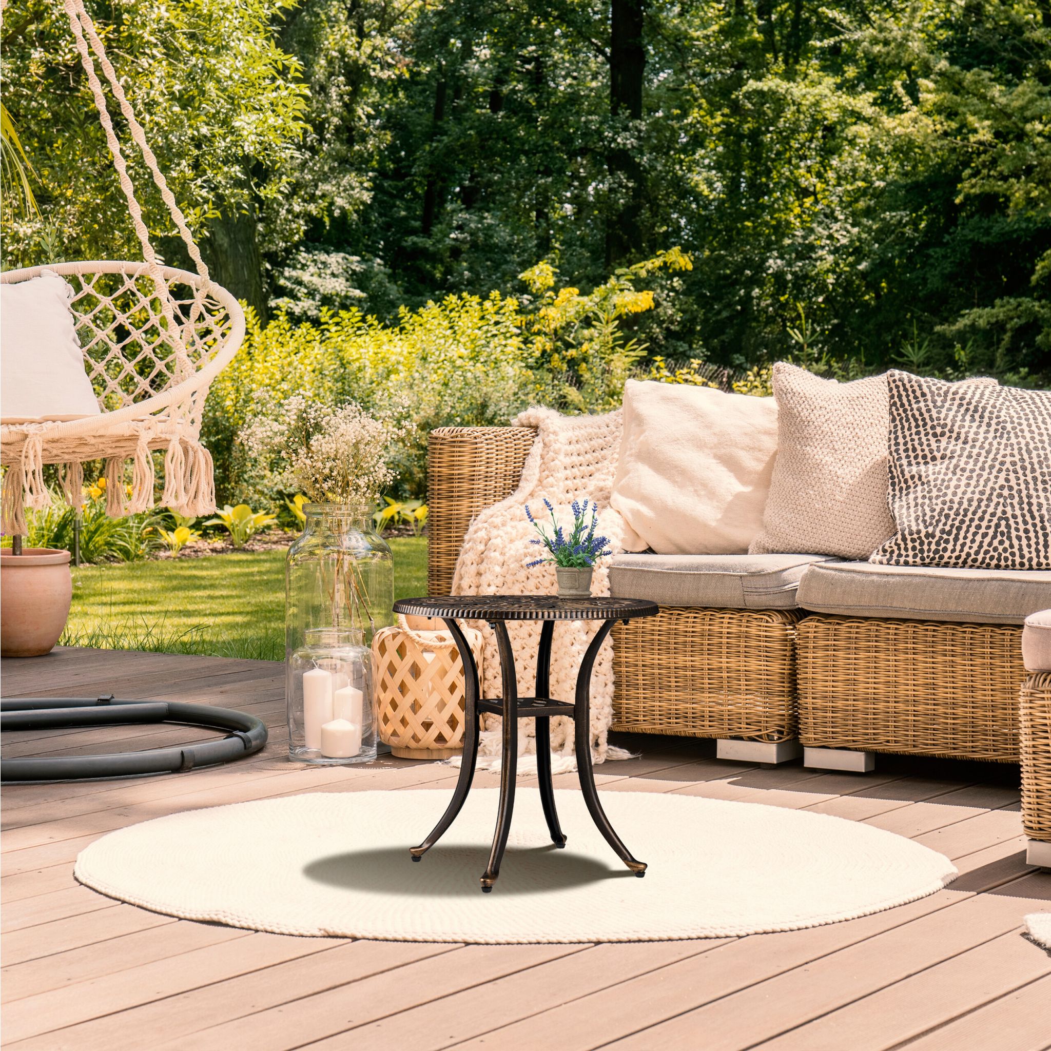 Runder Gartentisch Vintage Gold-Schwarz von Relaxdays
