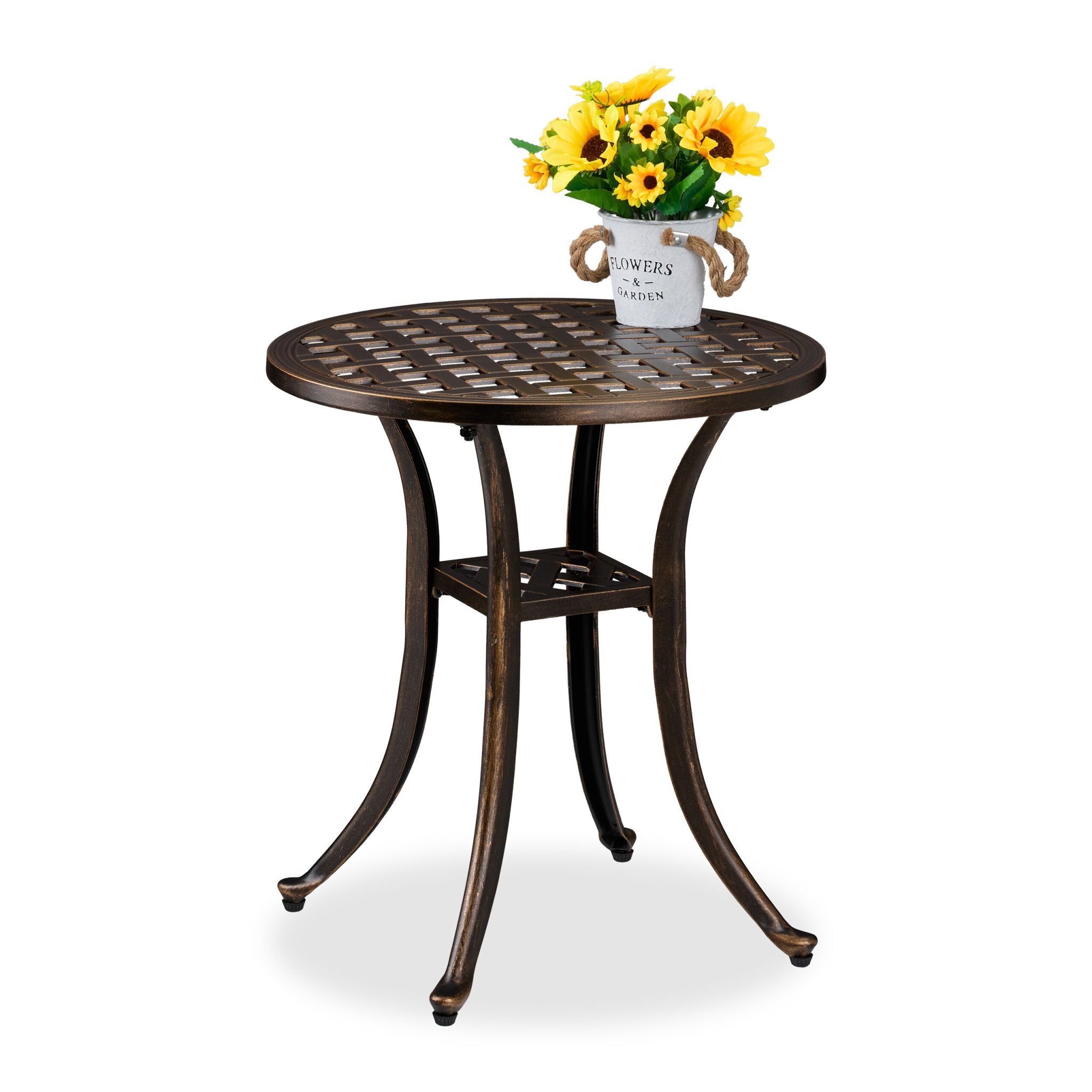 Antiker Gartentisch rund Gold-Schwarz