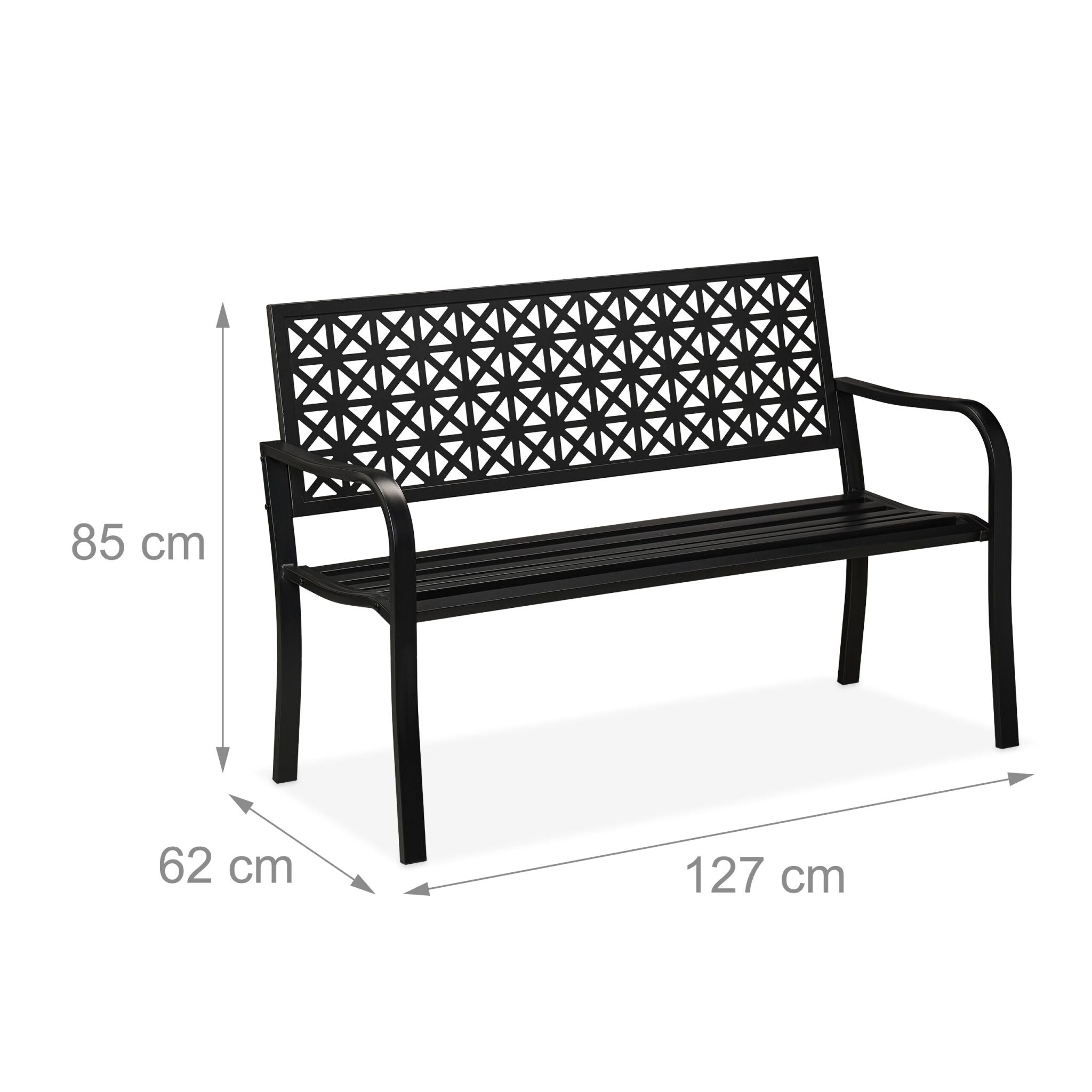 Gartenbank geometrisches Muster Schwarz von Relaxdays