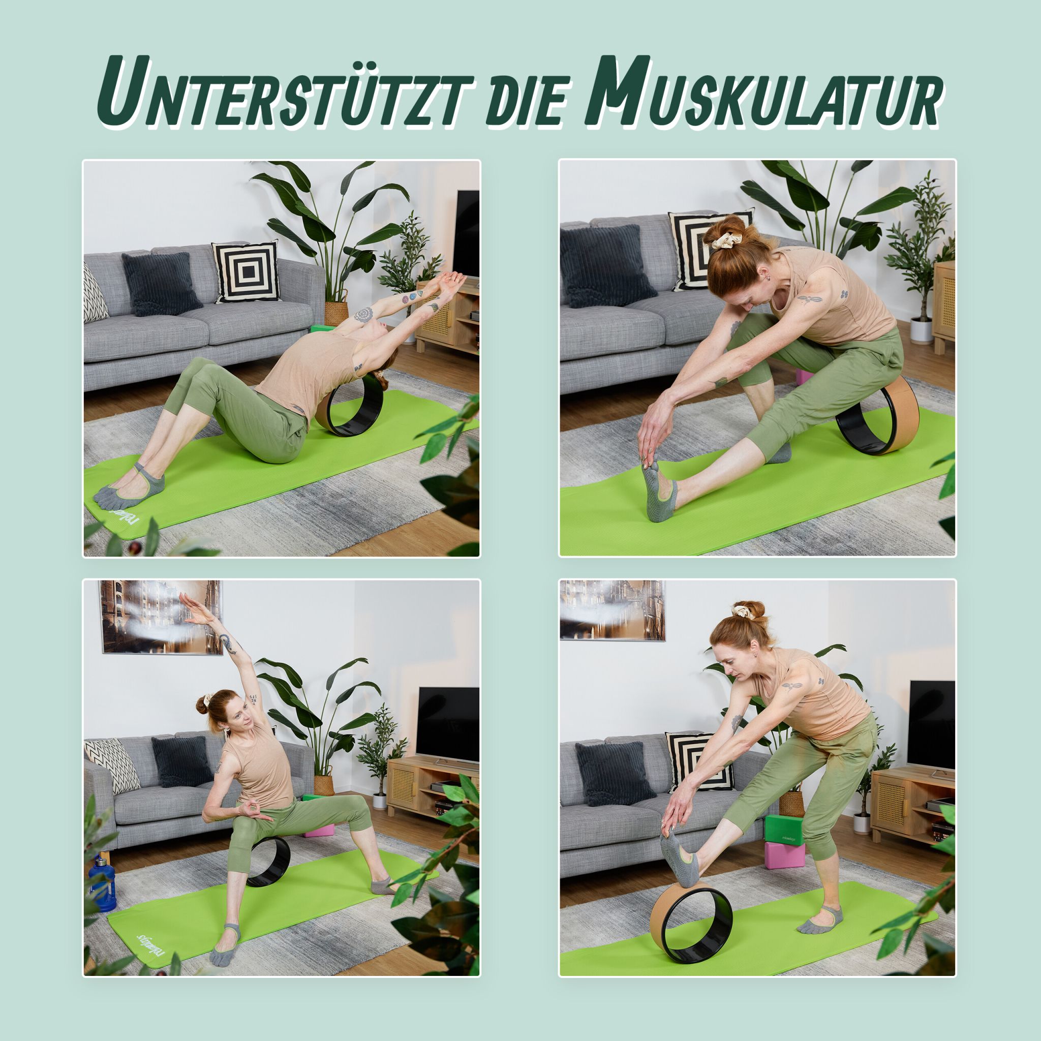 Yogarad Kork 32cm Hellbraun-Schwarz von Relaxdays