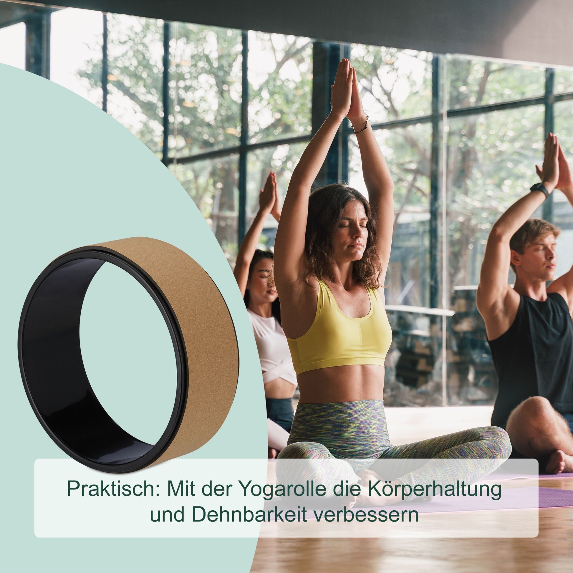 Yogarad Kork 32cm Hellbraun-Schwarz von Relaxdays