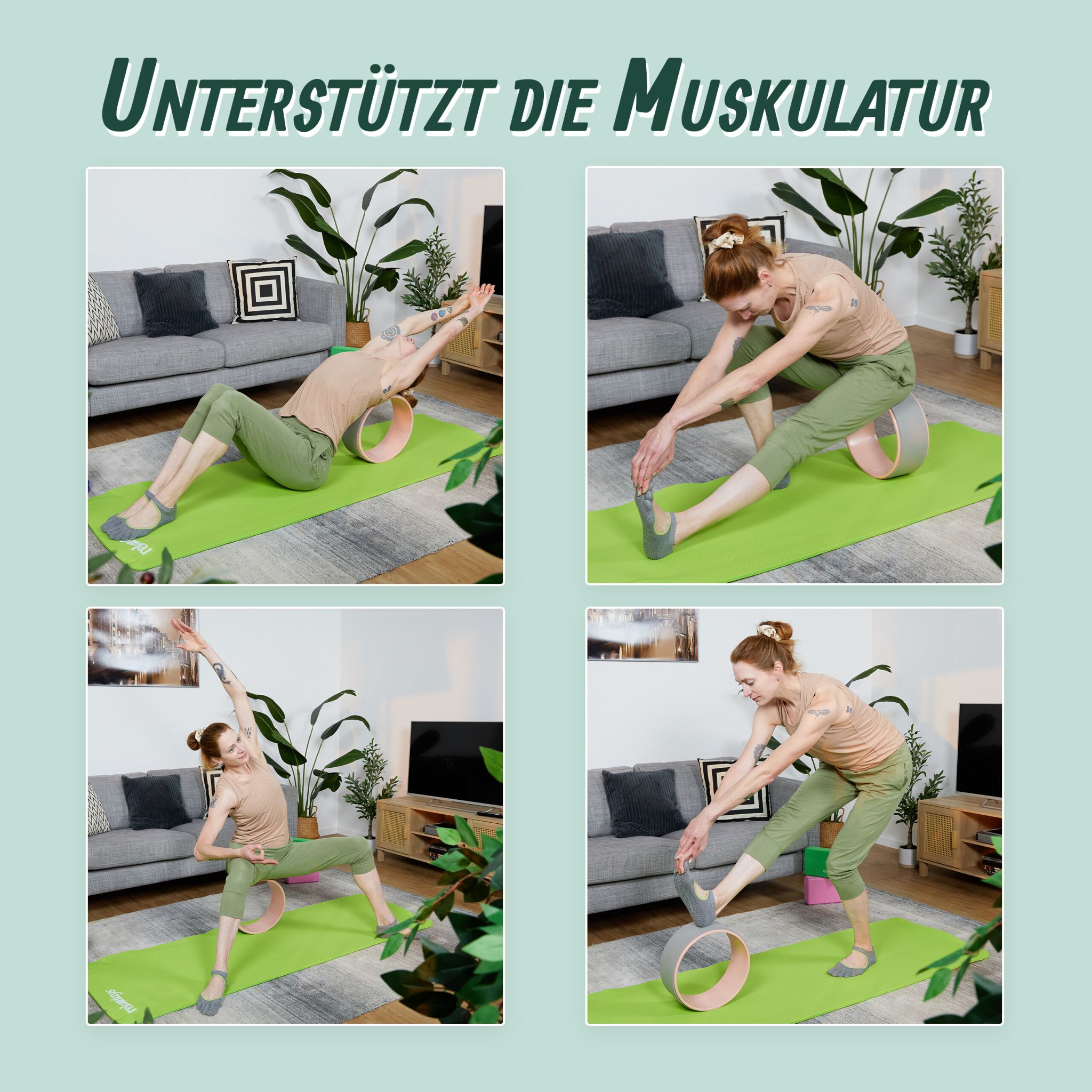 Yogarad Kunststoff 32cm Rosa-Grau von Relaxdays