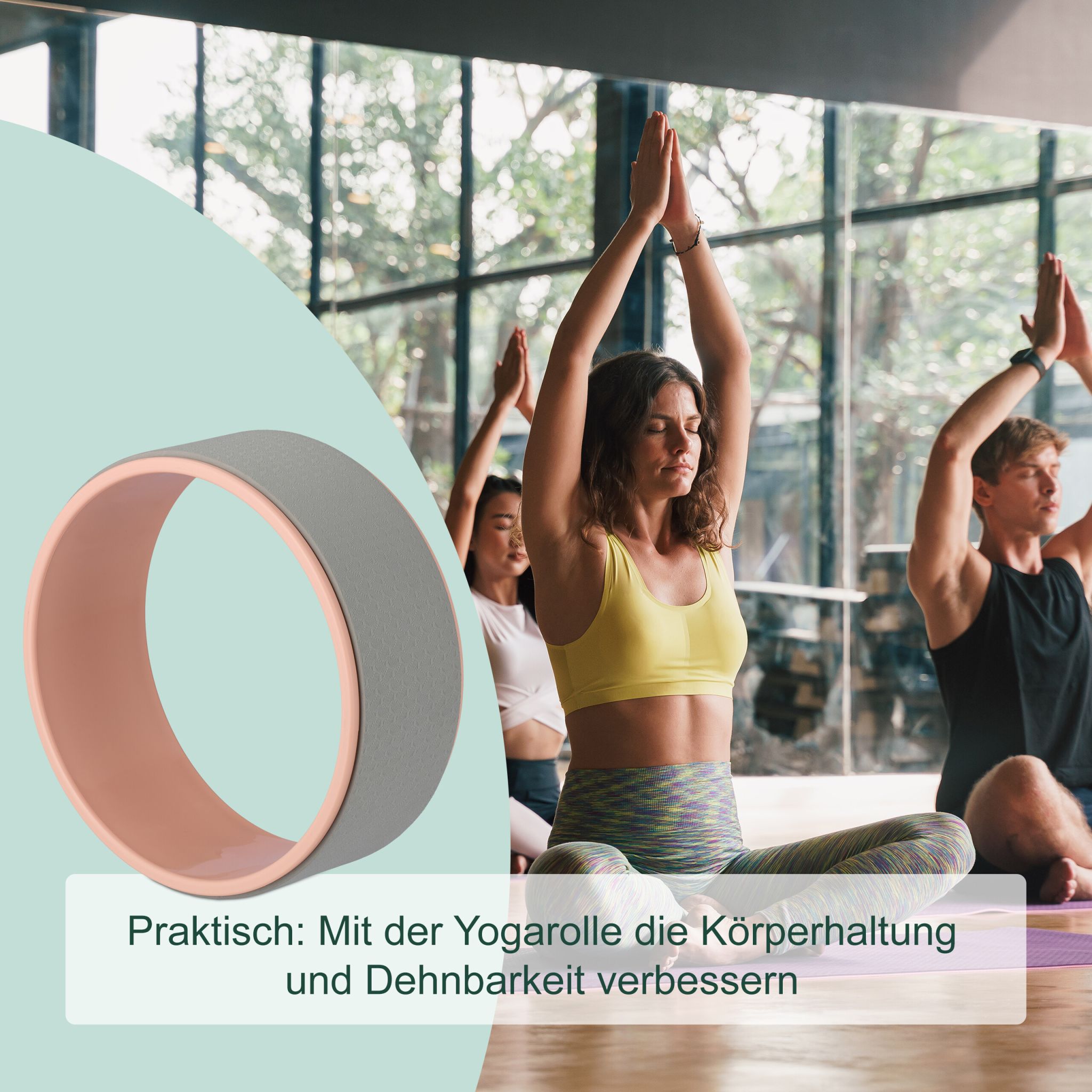 Yogarad Kunststoff 32cm Rosa-Grau von Relaxdays