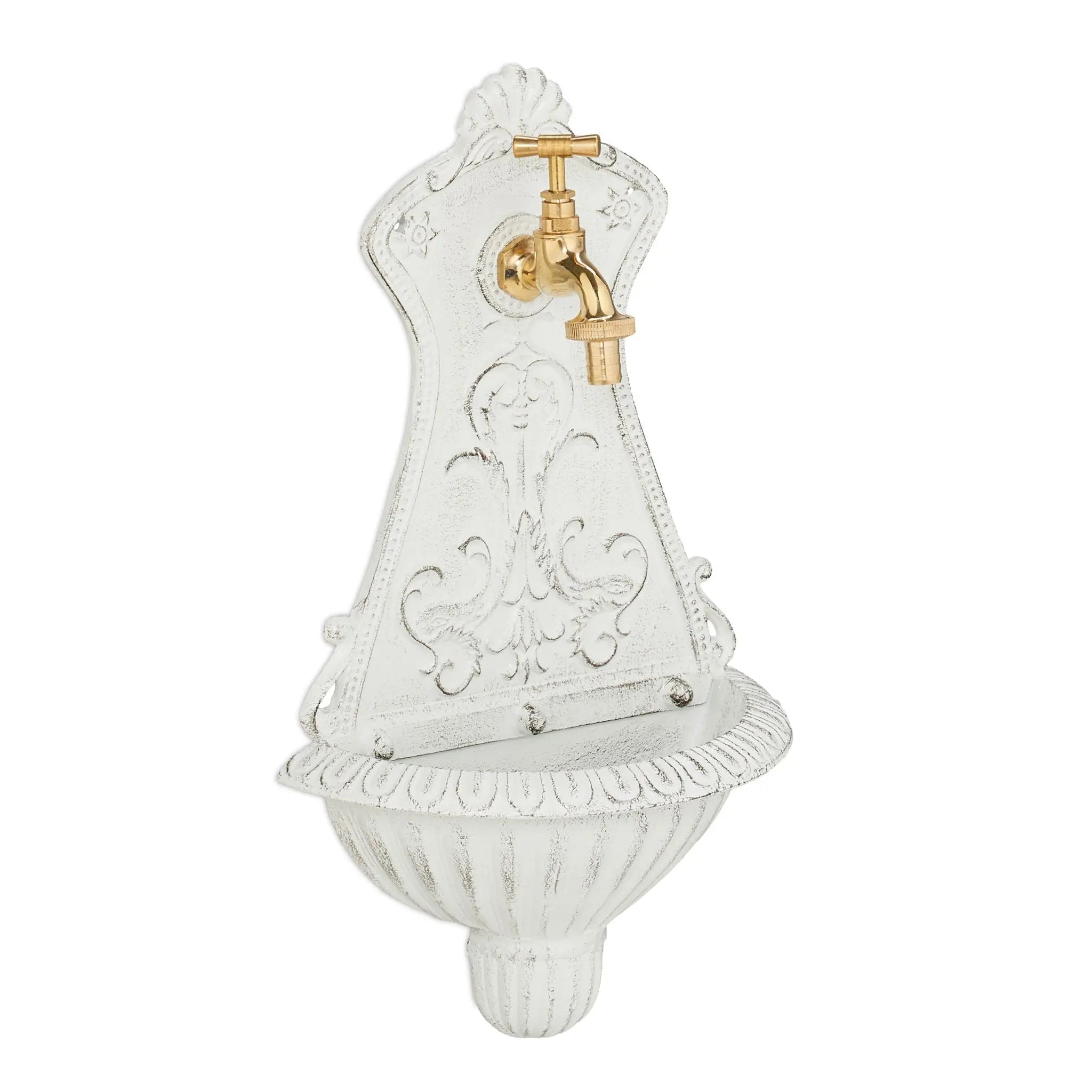 Wandbrunnen mit Verzierung Weiss-Gold von Relaxdays