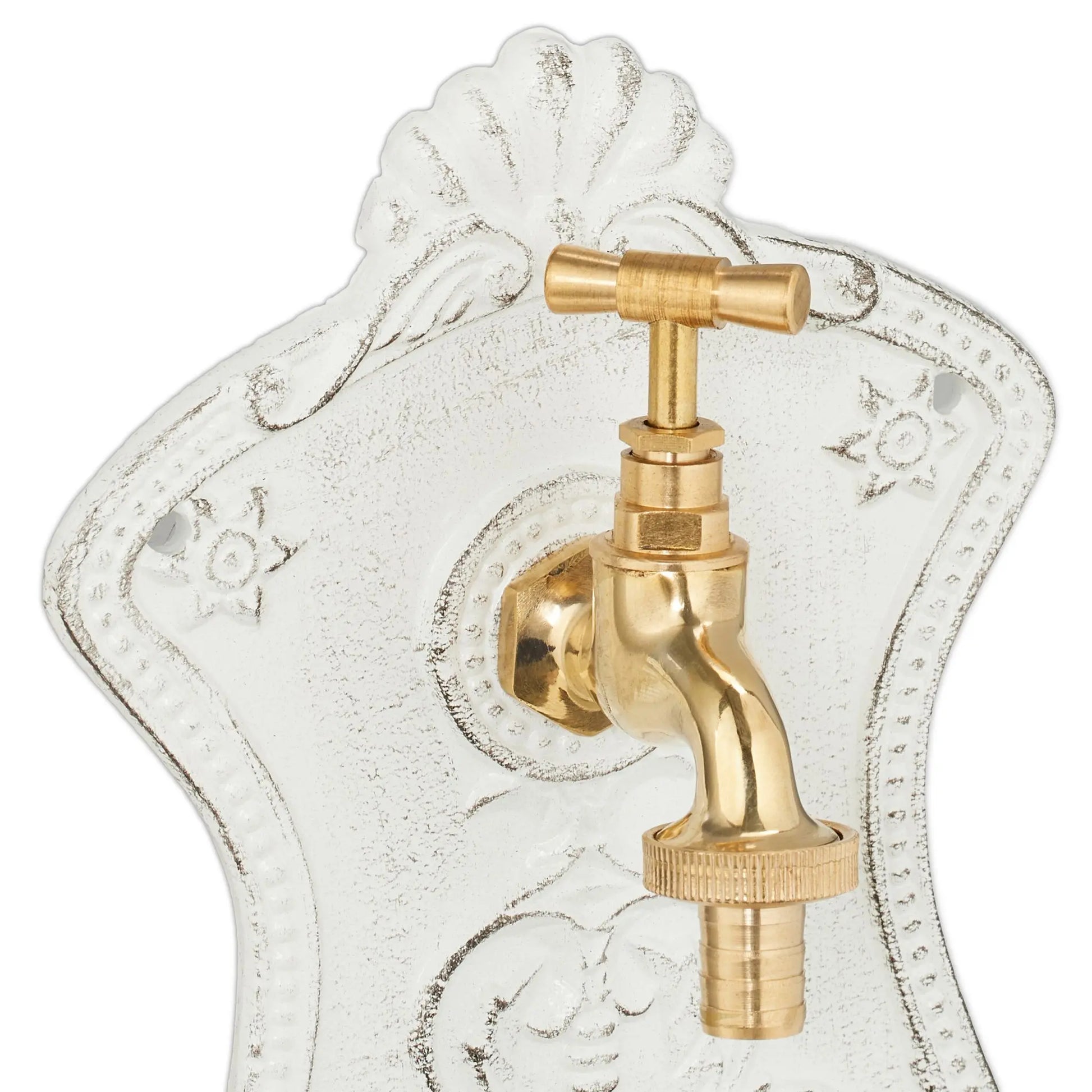 Wandbrunnen mit Verzierung Weiss-Gold von Relaxdays