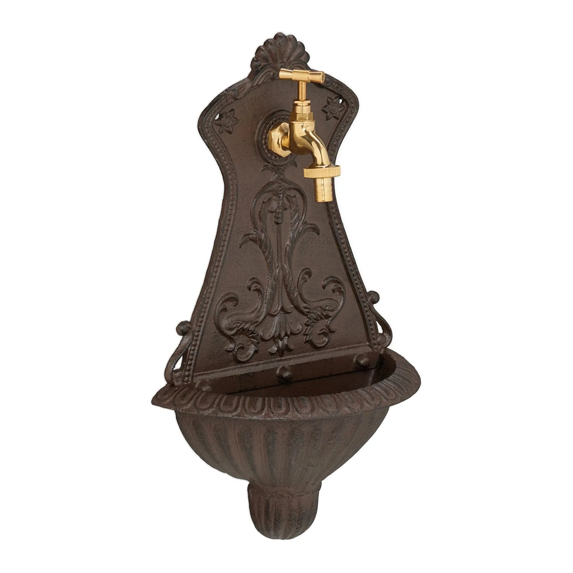 Wandbrunnen mit Verzierung Dunkelbraun-Gold von Relaxdays