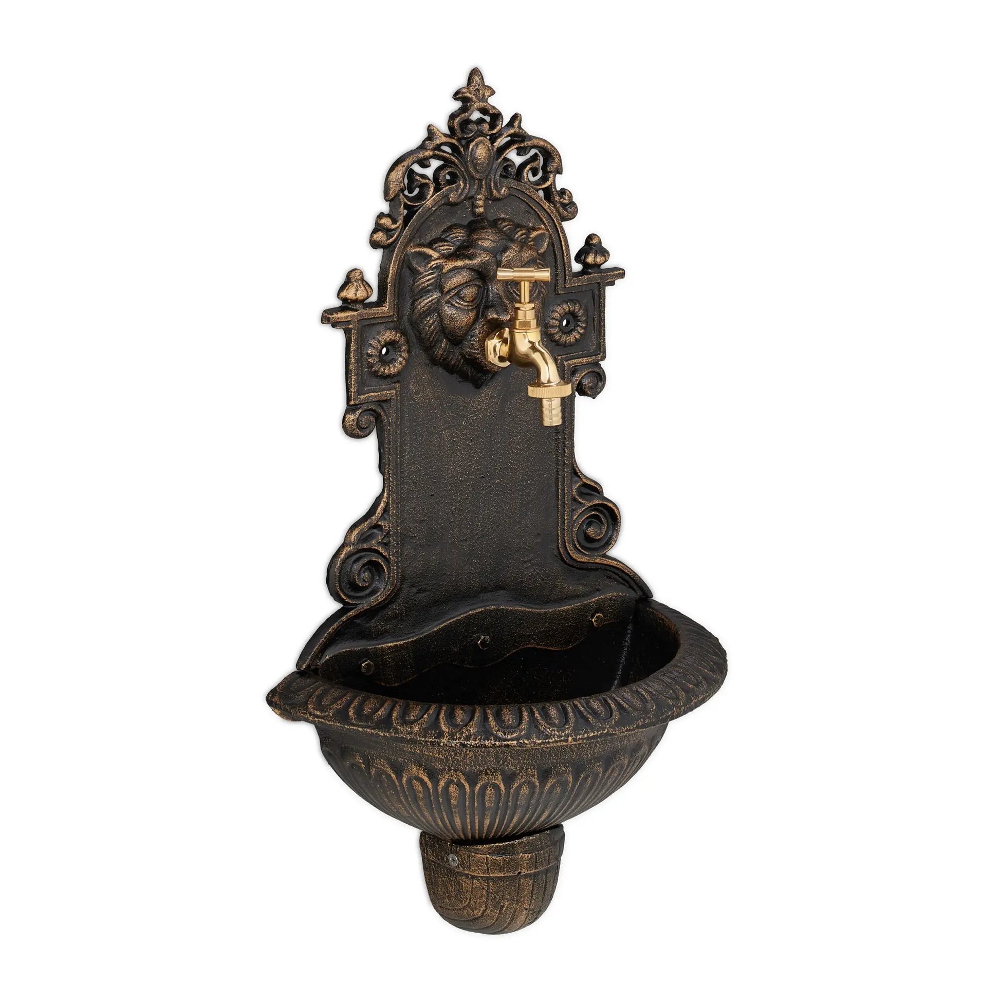 Wandbrunnen mit Wasserspeier Gold-Kupfer von Relaxdays