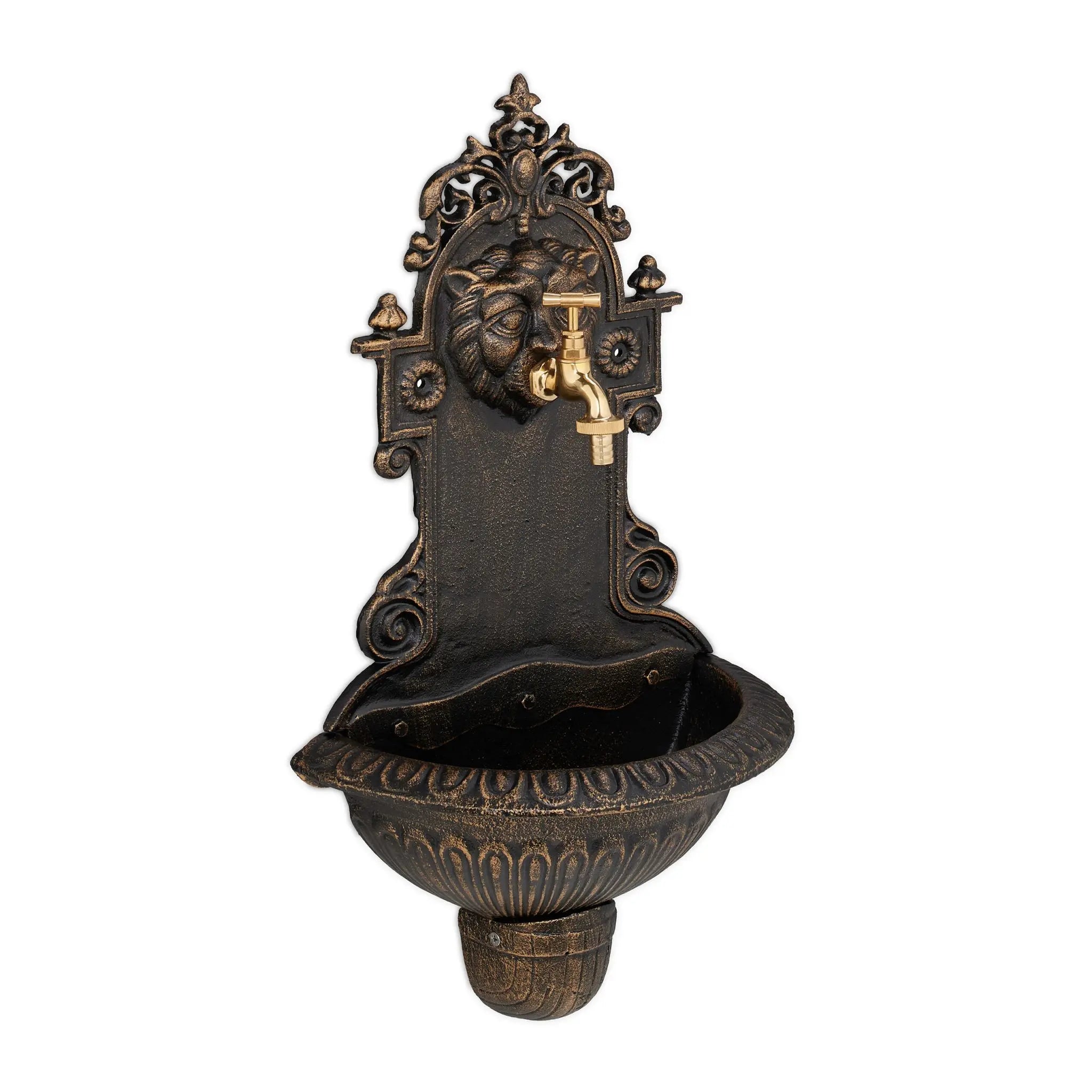 Wandbrunnen mit Wasserspeier Gold-Kupfer von Relaxdays