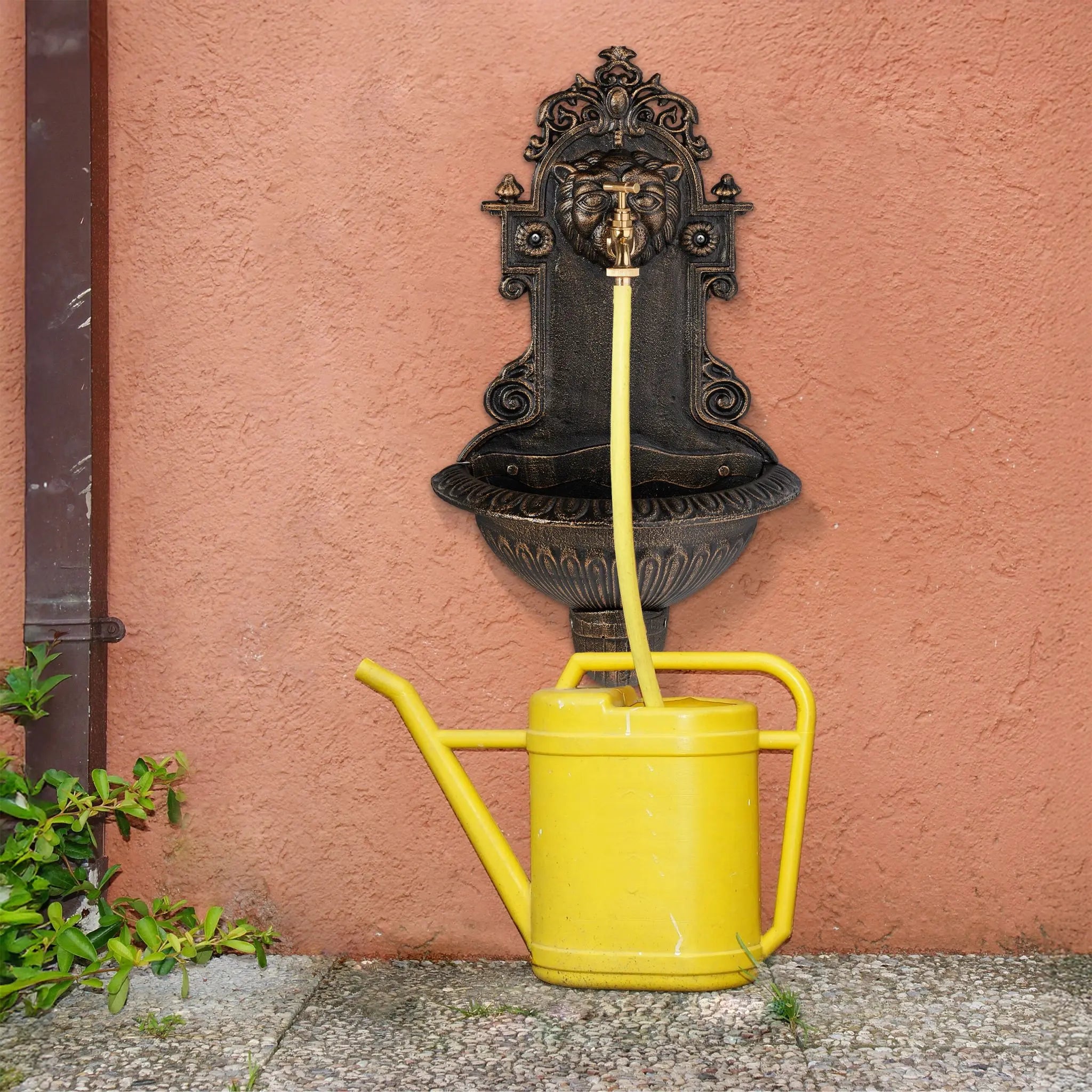 Wandbrunnen mit Wasserspeier Gold-Kupfer von Relaxdays