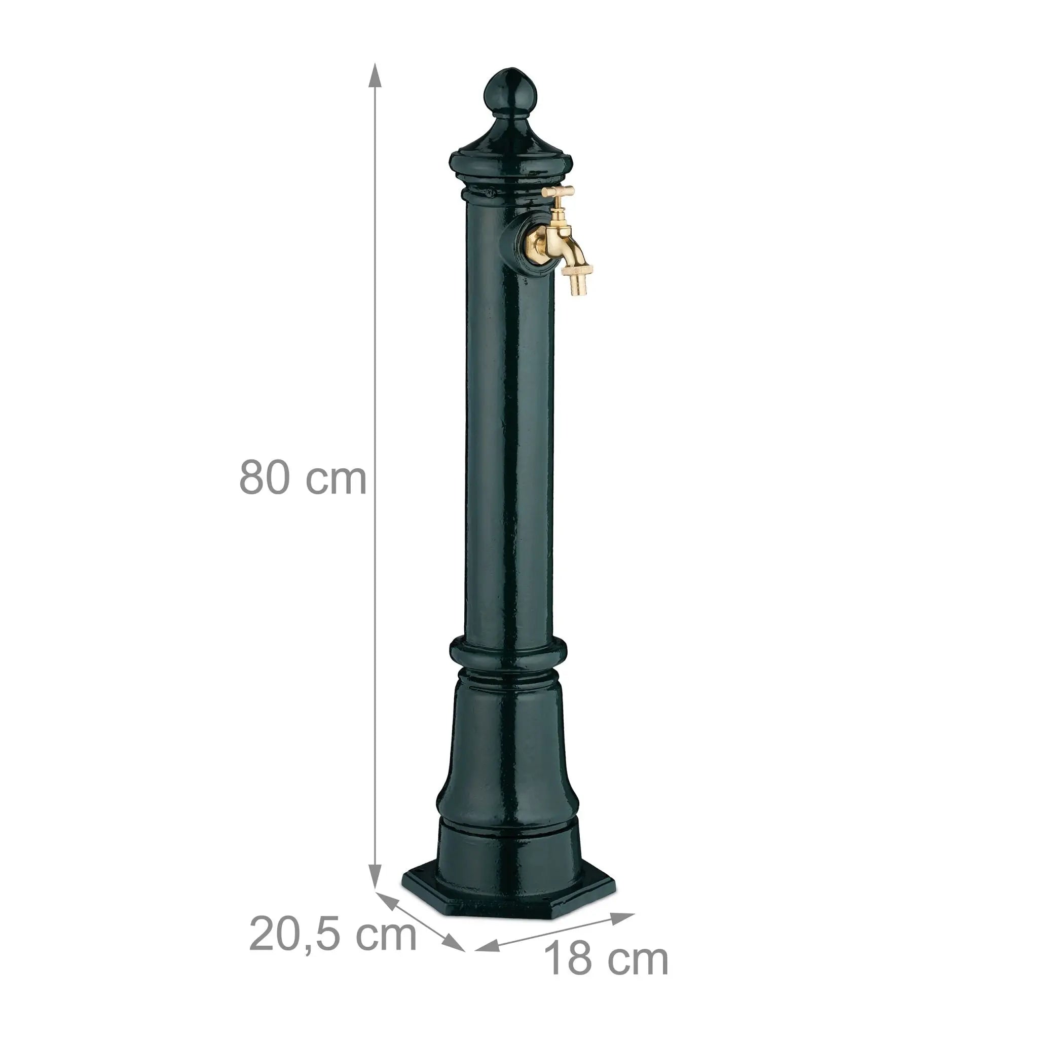 Standbrunnen antik 80cm Dunkelgrün-Gold von Relaxdays