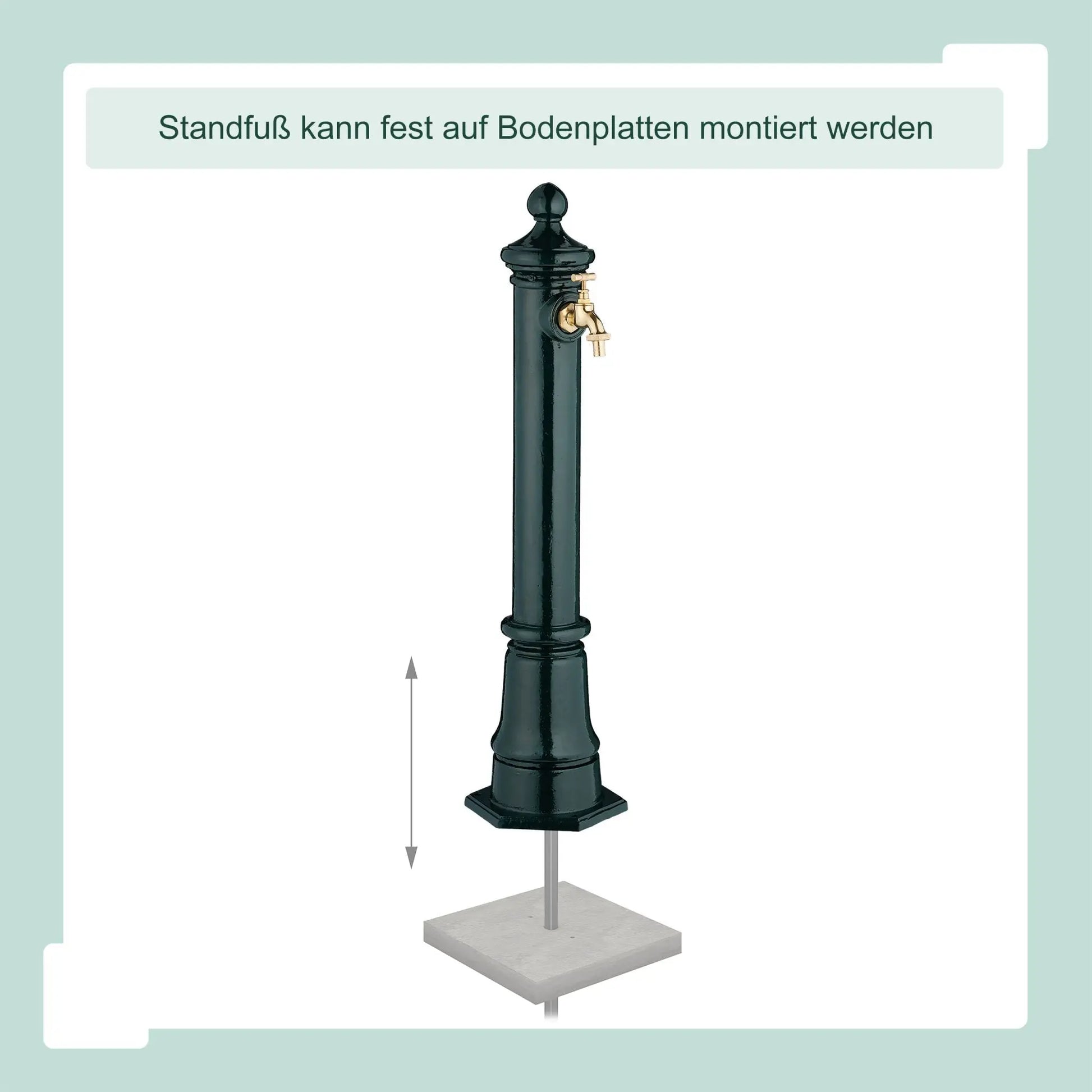 Standbrunnen antik 80cm Dunkelgrün-Gold von Relaxdays