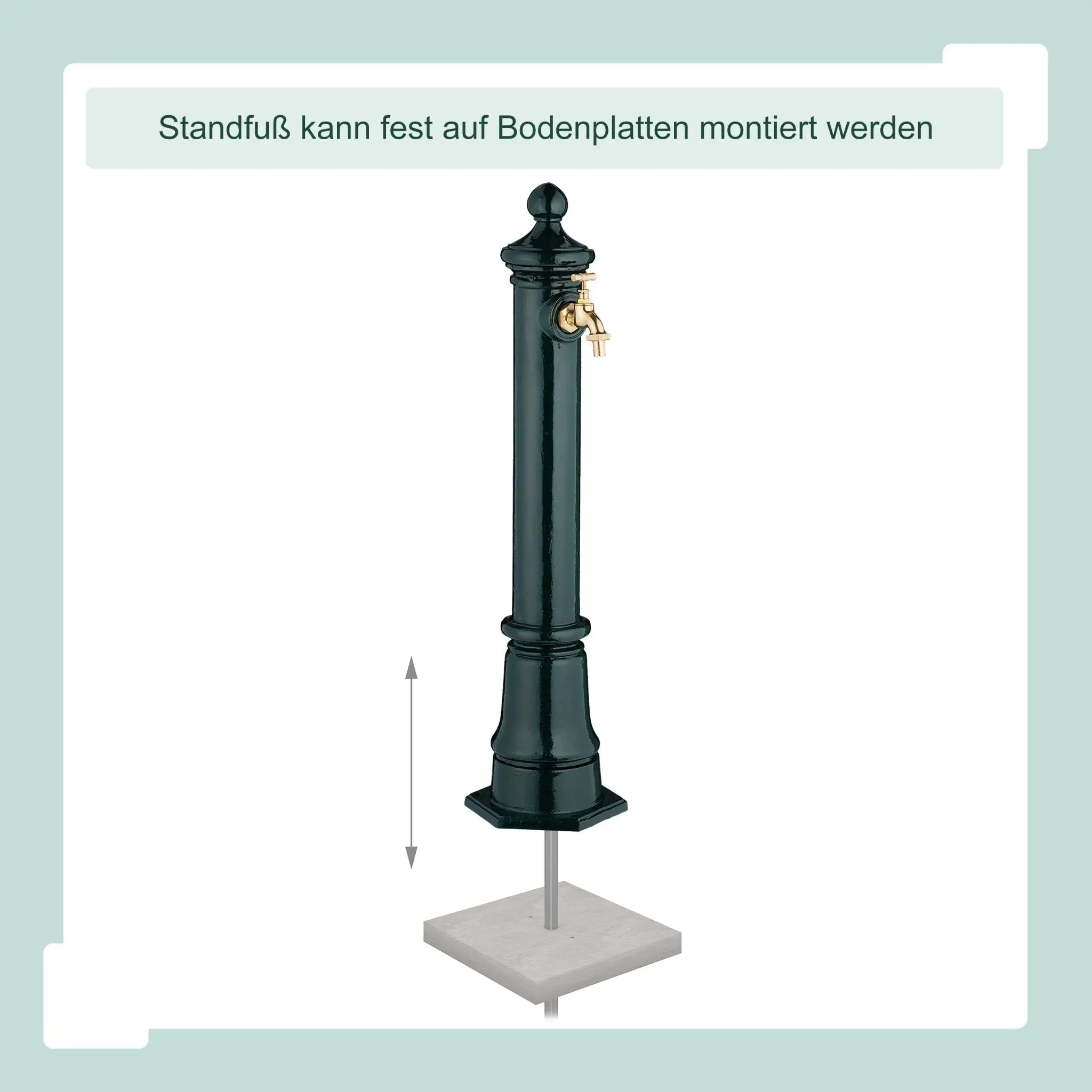 Standbrunnen antik 80cm Dunkelgrün-Gold von Relaxdays