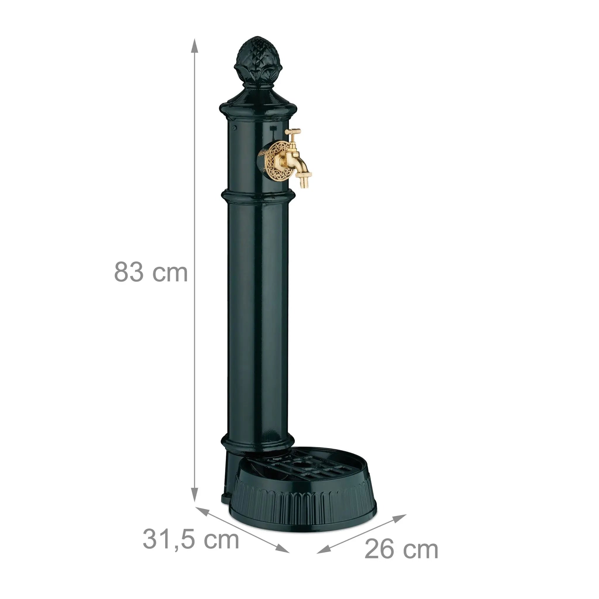 Standbrunnen antik 83cm Dunkelgrün-Gold von Relaxdays
