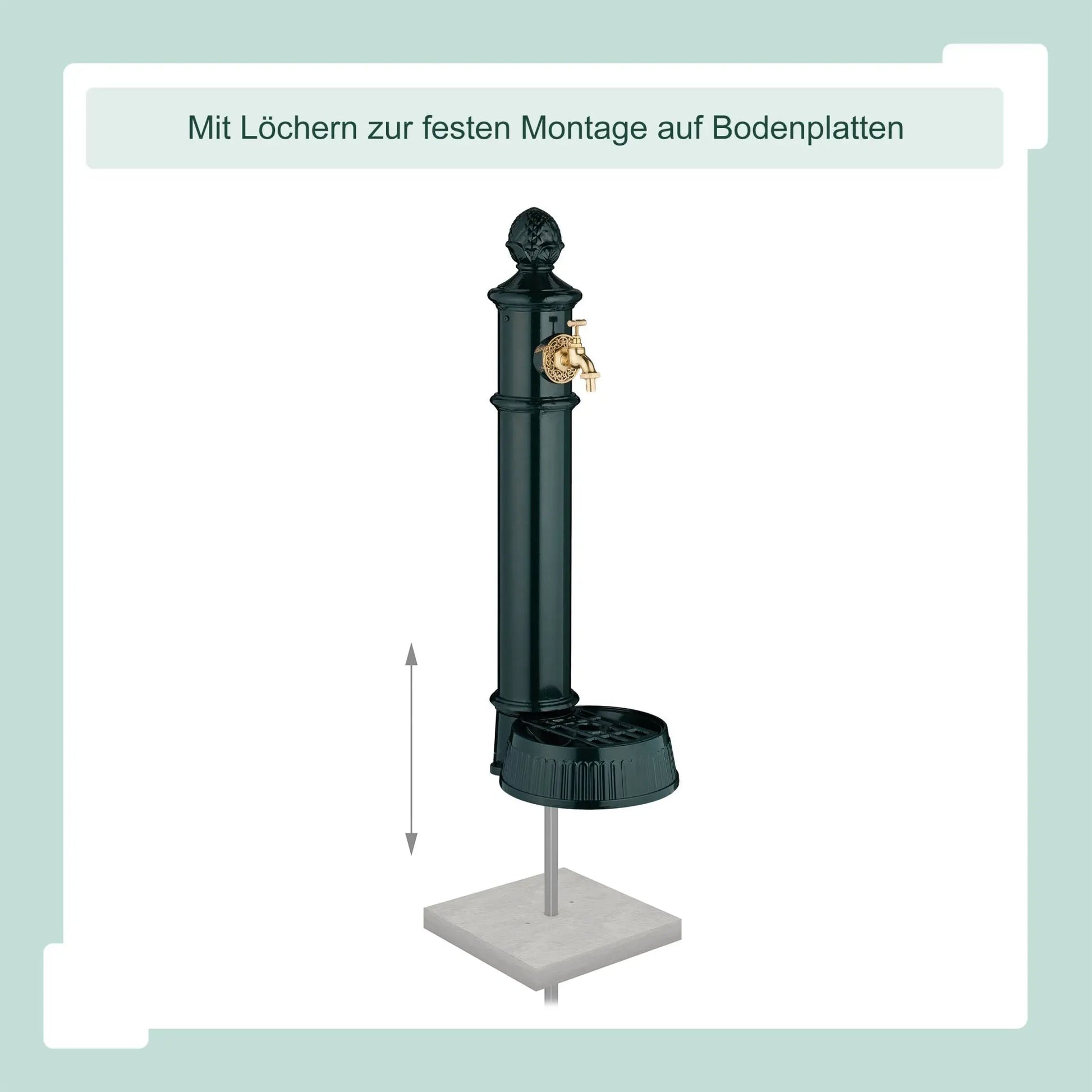 Standbrunnen antik 83cm Dunkelgrün-Gold von Relaxdays