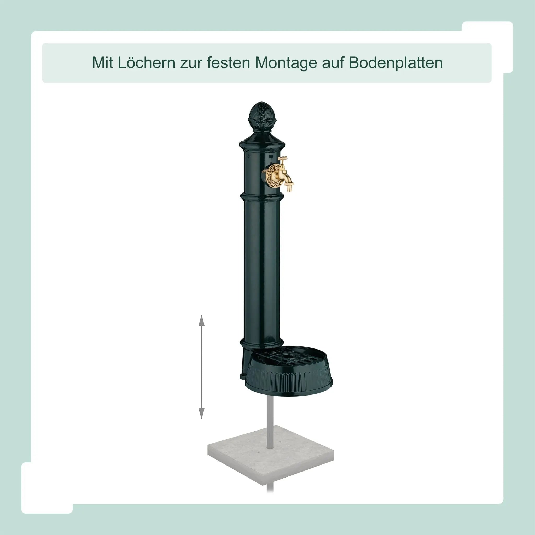 Standbrunnen antik 83cm Dunkelgrün-Gold von Relaxdays