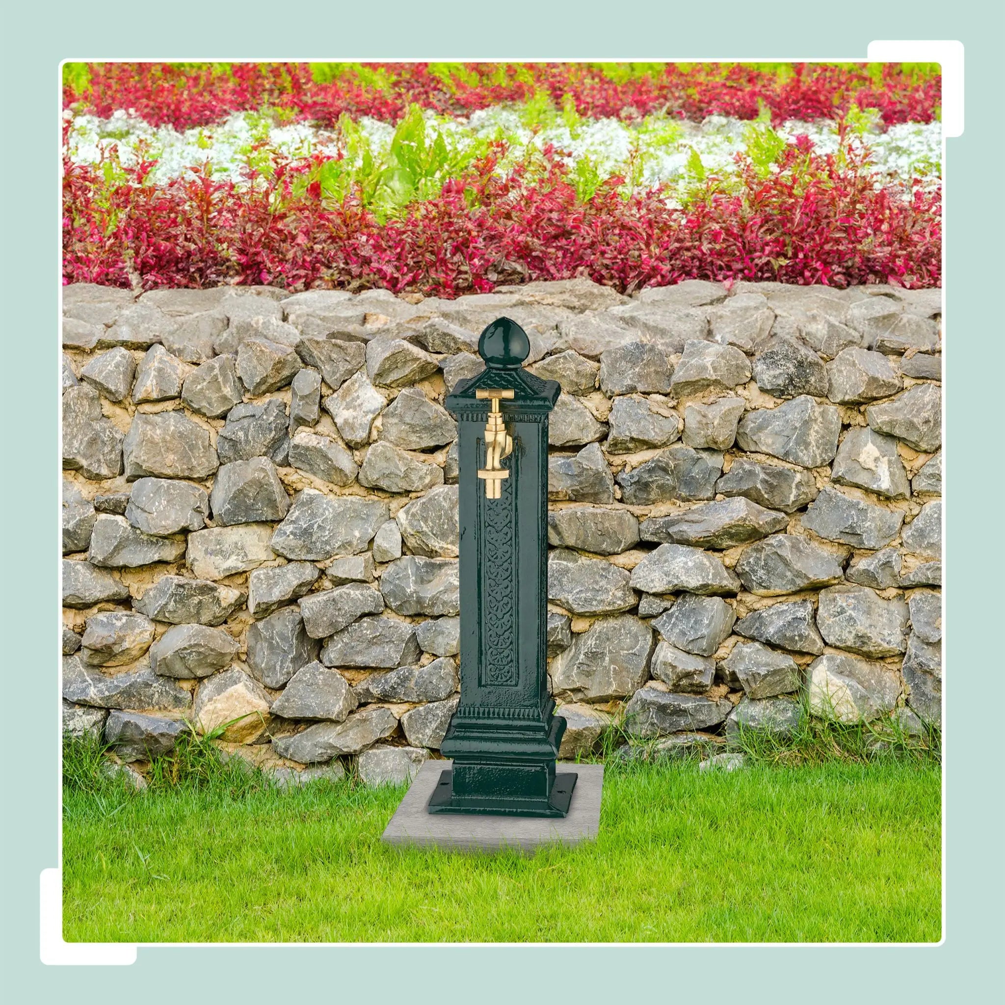Standbrunnen antik 47cm Dunkelgrün-Gold von Relaxdays