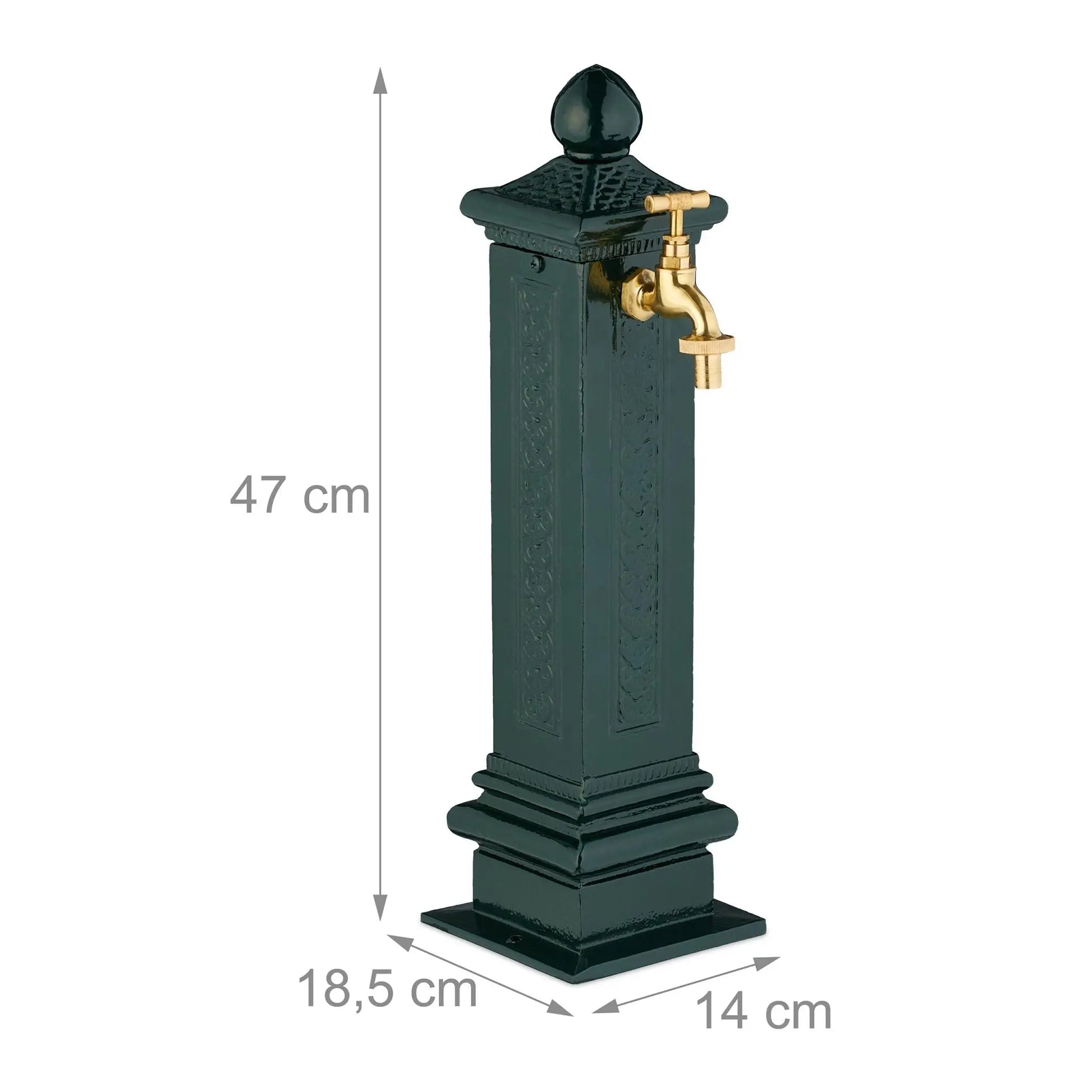 Standbrunnen antik 47cm Dunkelgrün-Gold von Relaxdays