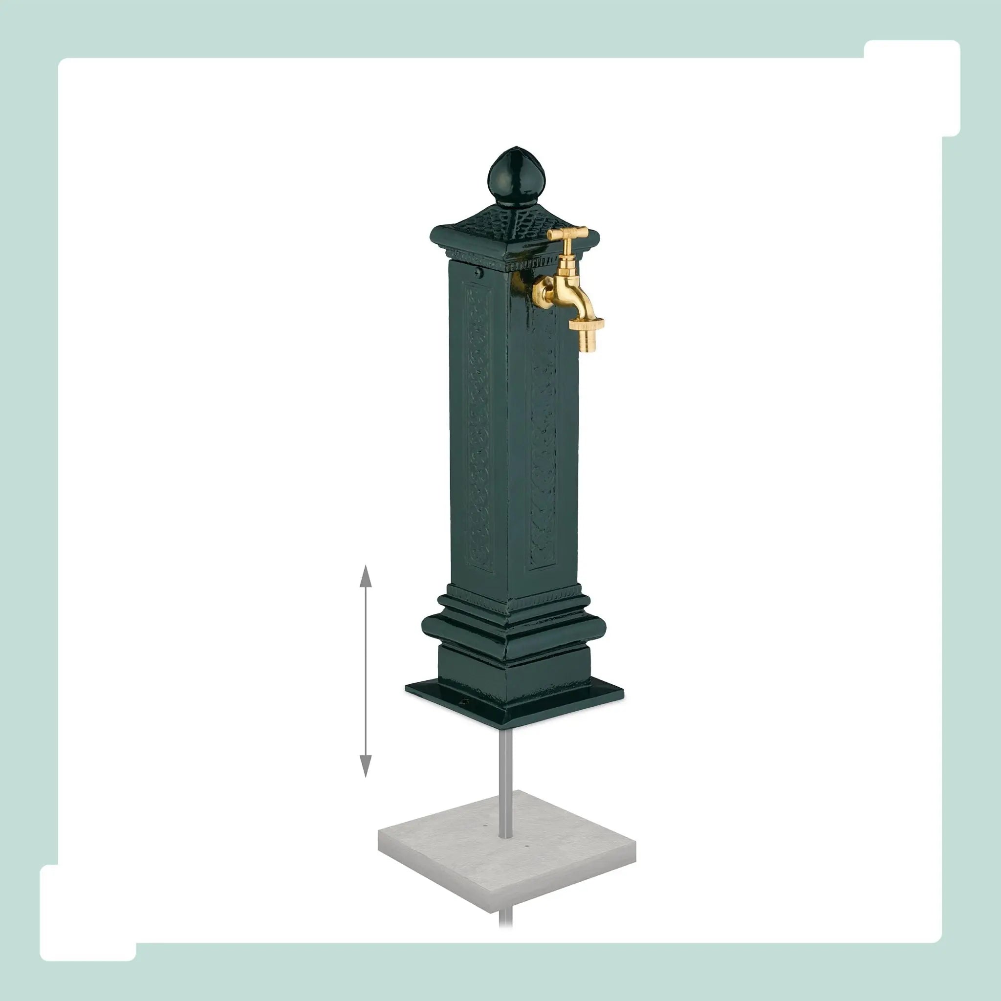 Standbrunnen antik 47cm Dunkelgrün-Gold von Relaxdays