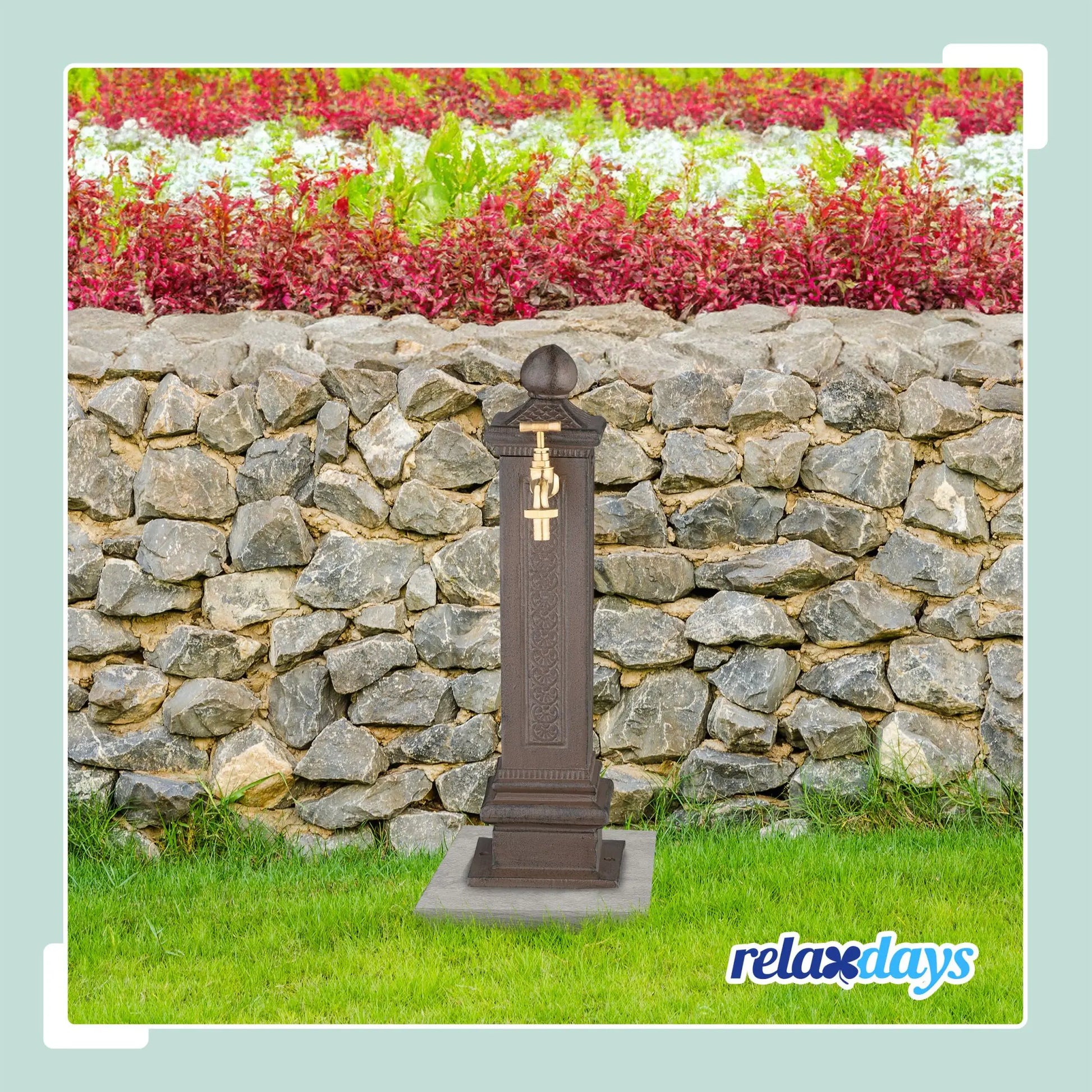 Standbrunnen antik 47cm Braun-Gold von Relaxdays