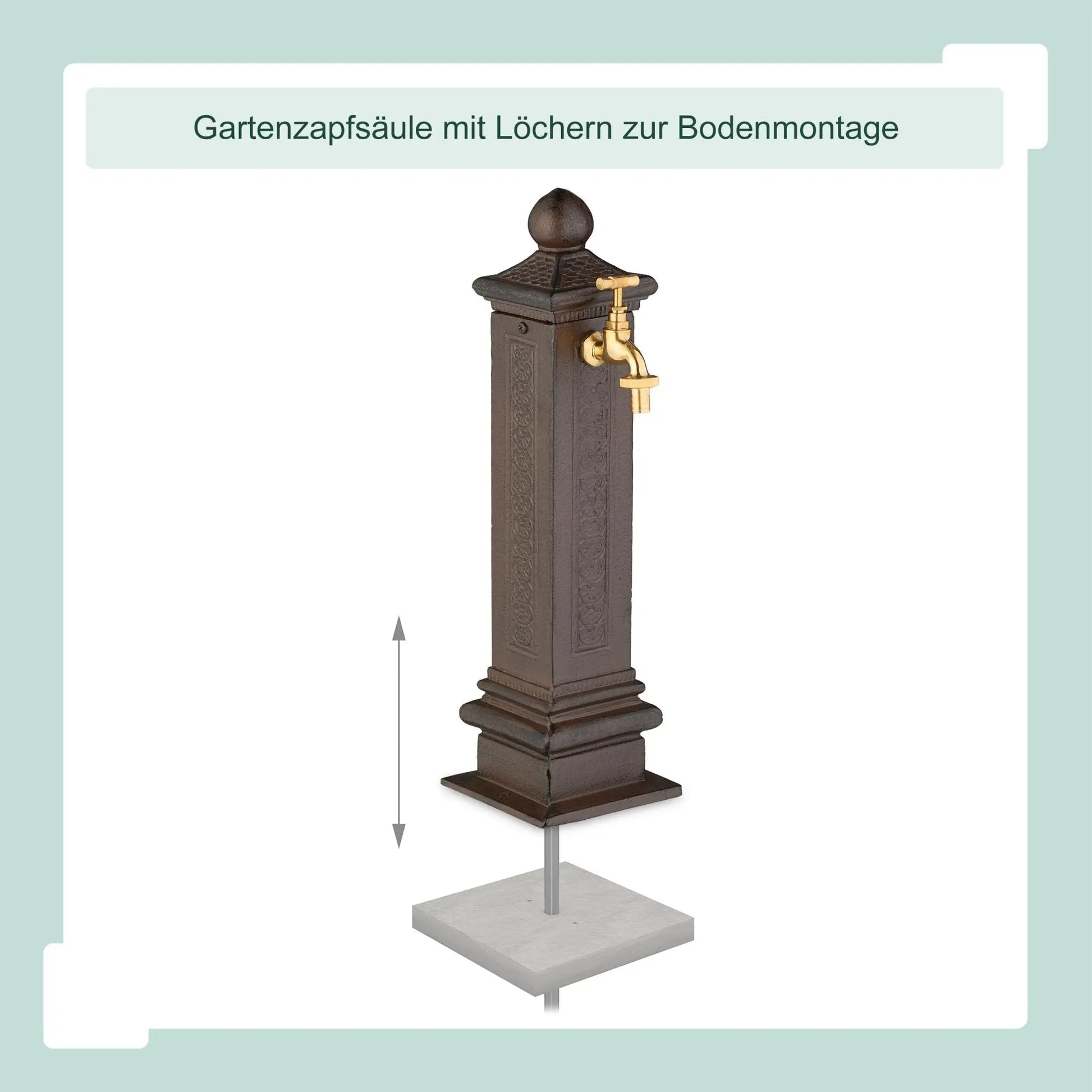 Standbrunnen antik 47cm Braun-Gold von Relaxdays