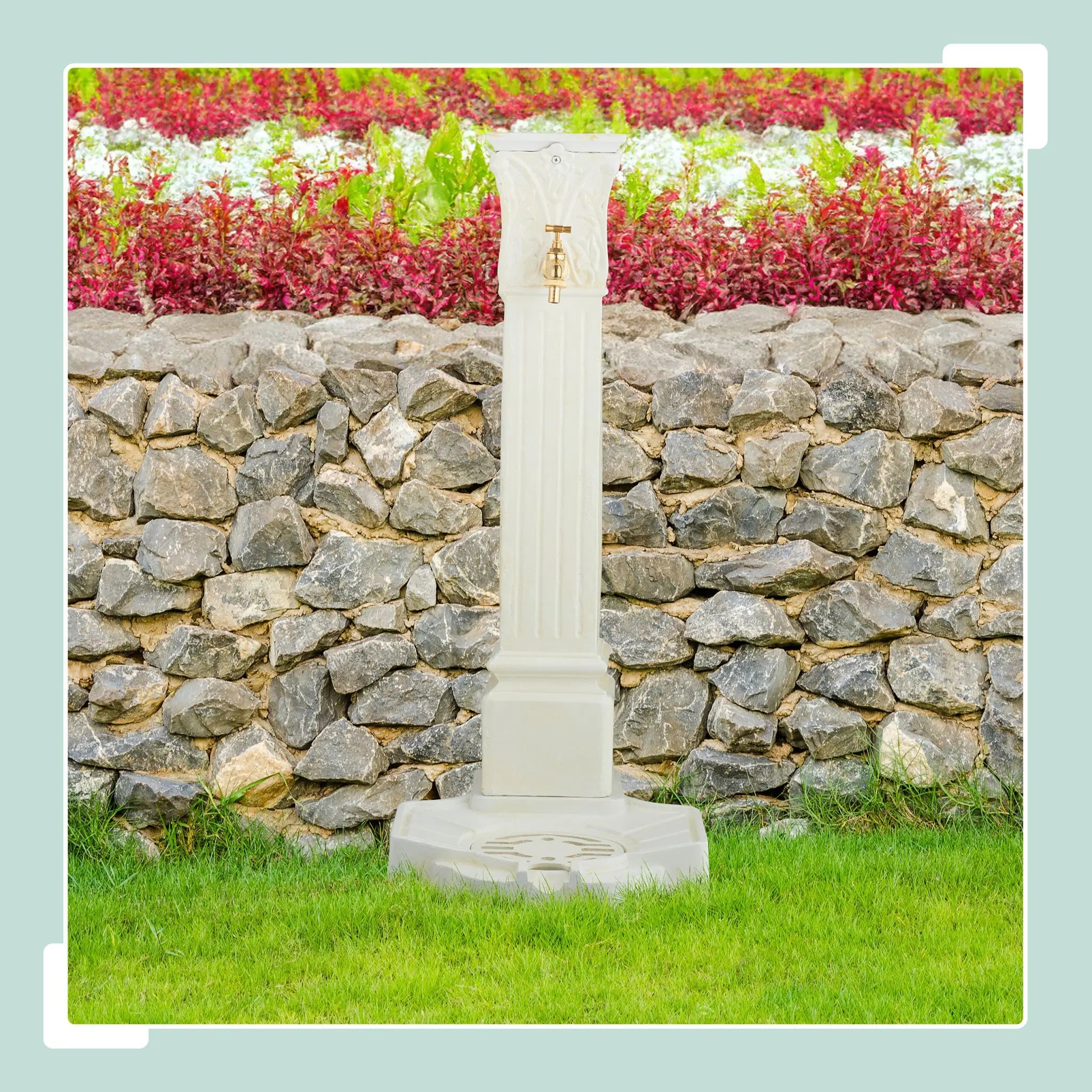 Standbrunnen antik 93cm Creme-Gold von Relaxdays