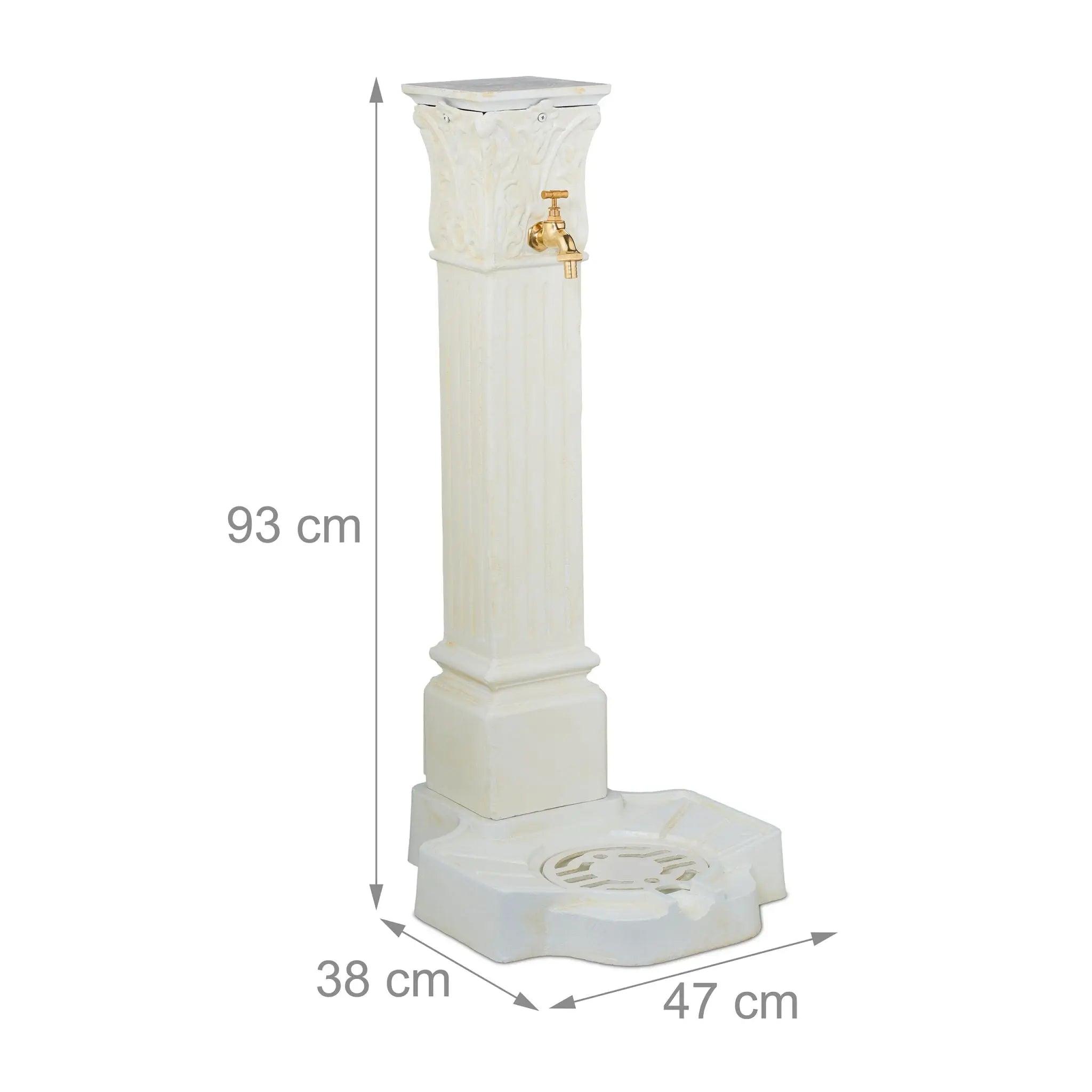 Standbrunnen antik 93cm Creme-Gold von Relaxdays