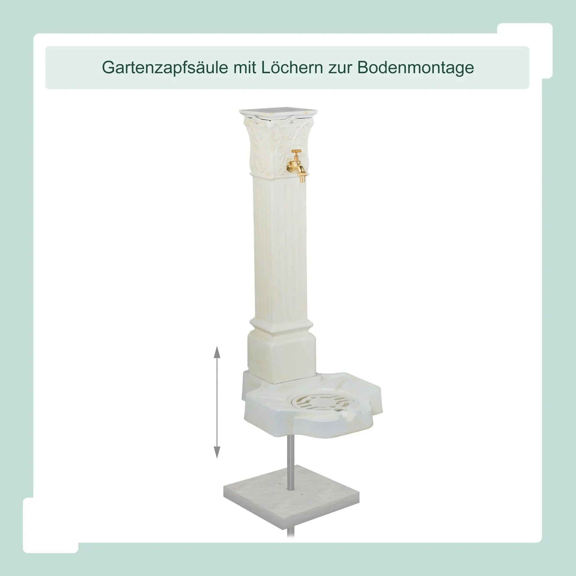 Standbrunnen antik 93cm Creme-Gold von Relaxdays