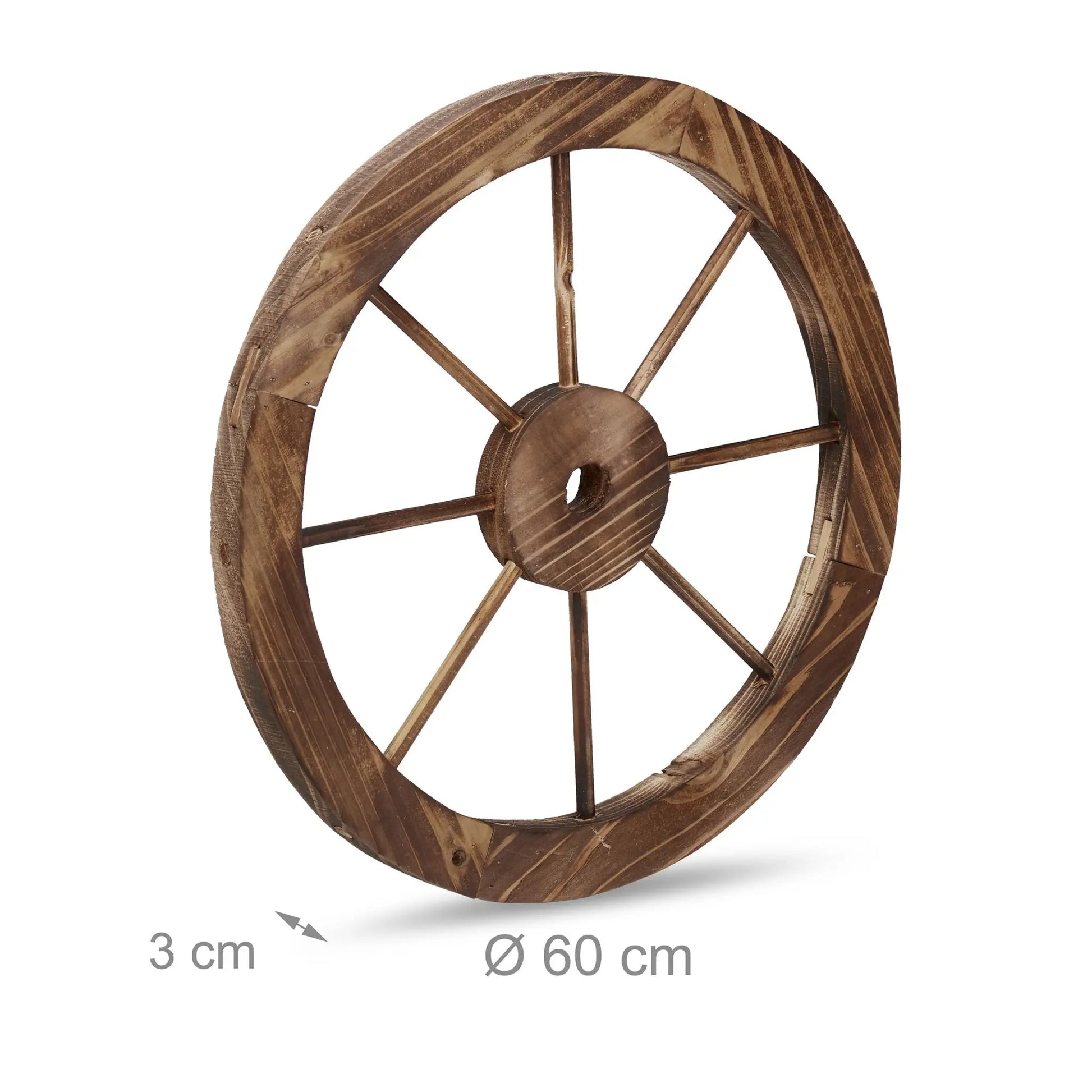Wagenrad Holz 60cm 2er-Set Braun von Relaxdays