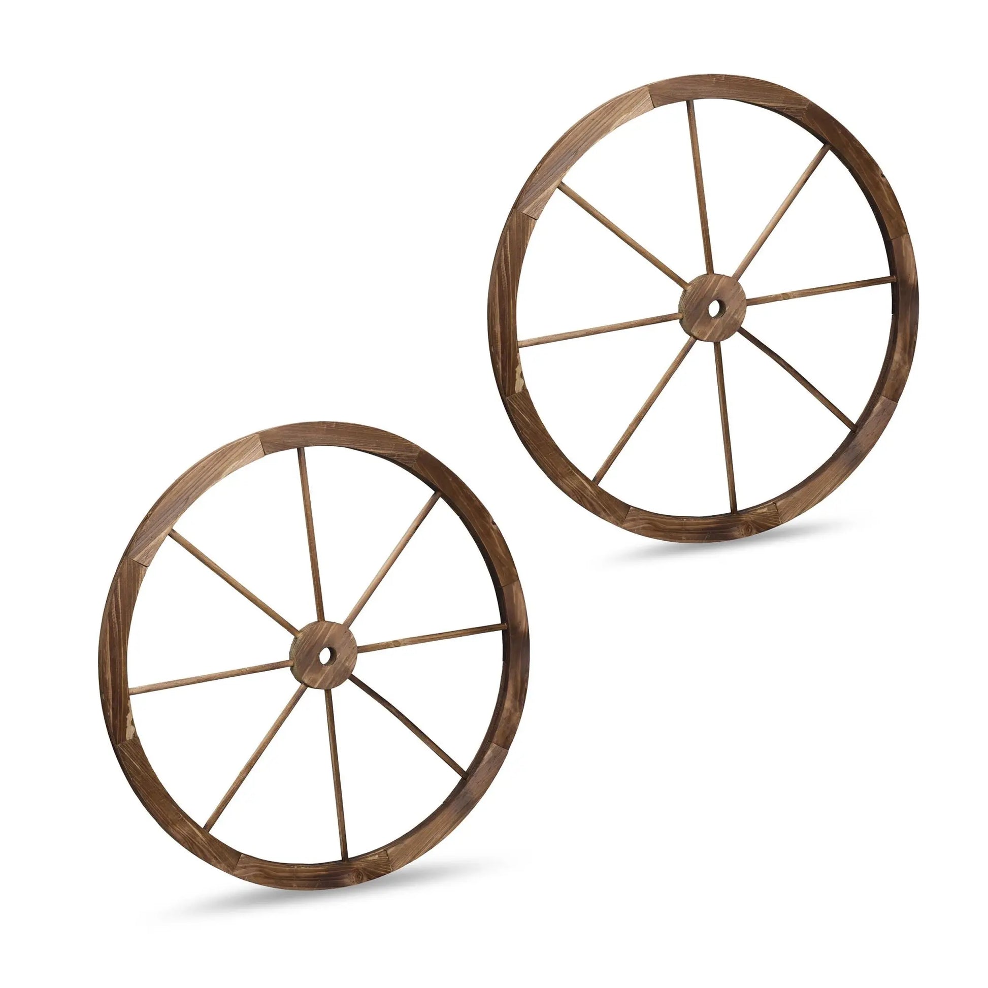 Wagenrad Holz 75cm 2er-Set Braun von Relaxdays