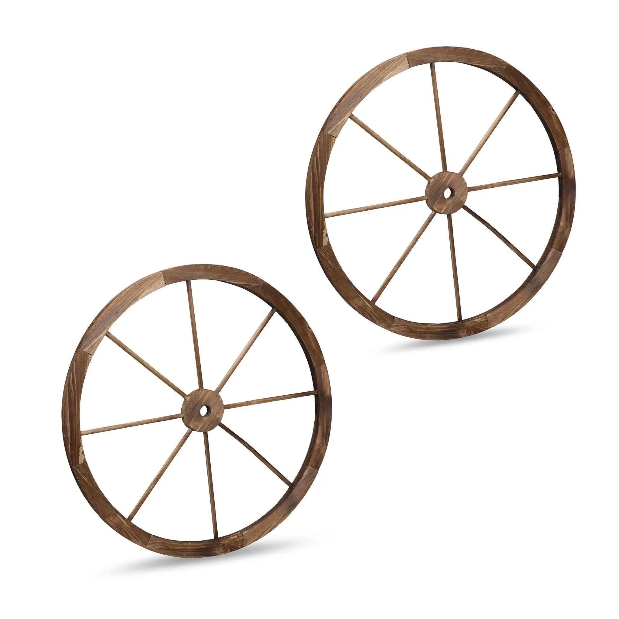 Wagenrad Holz 75cm 2er-Set Braun von Relaxdays