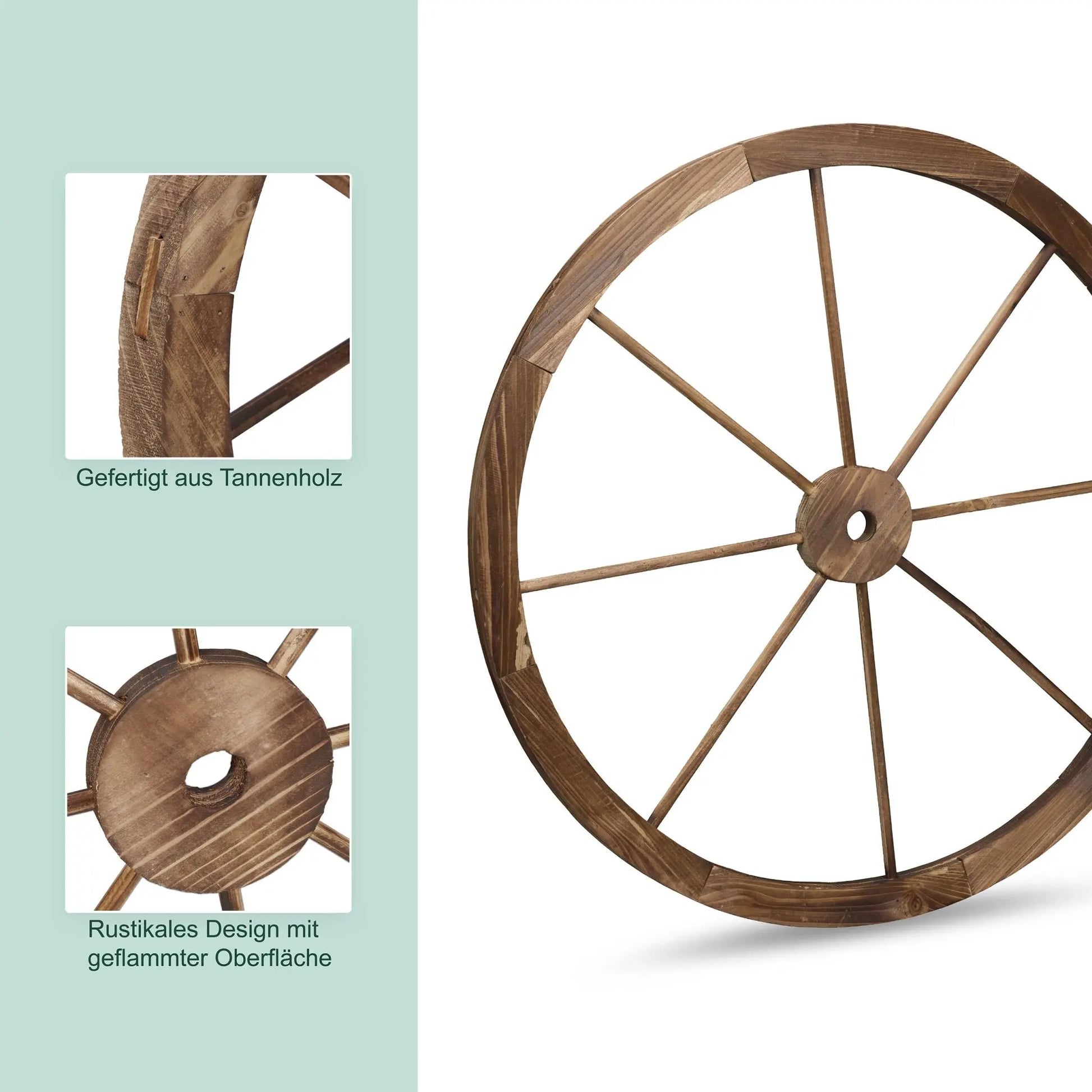 Wagenrad Holz 75cm 2er-Set Braun von Relaxdays