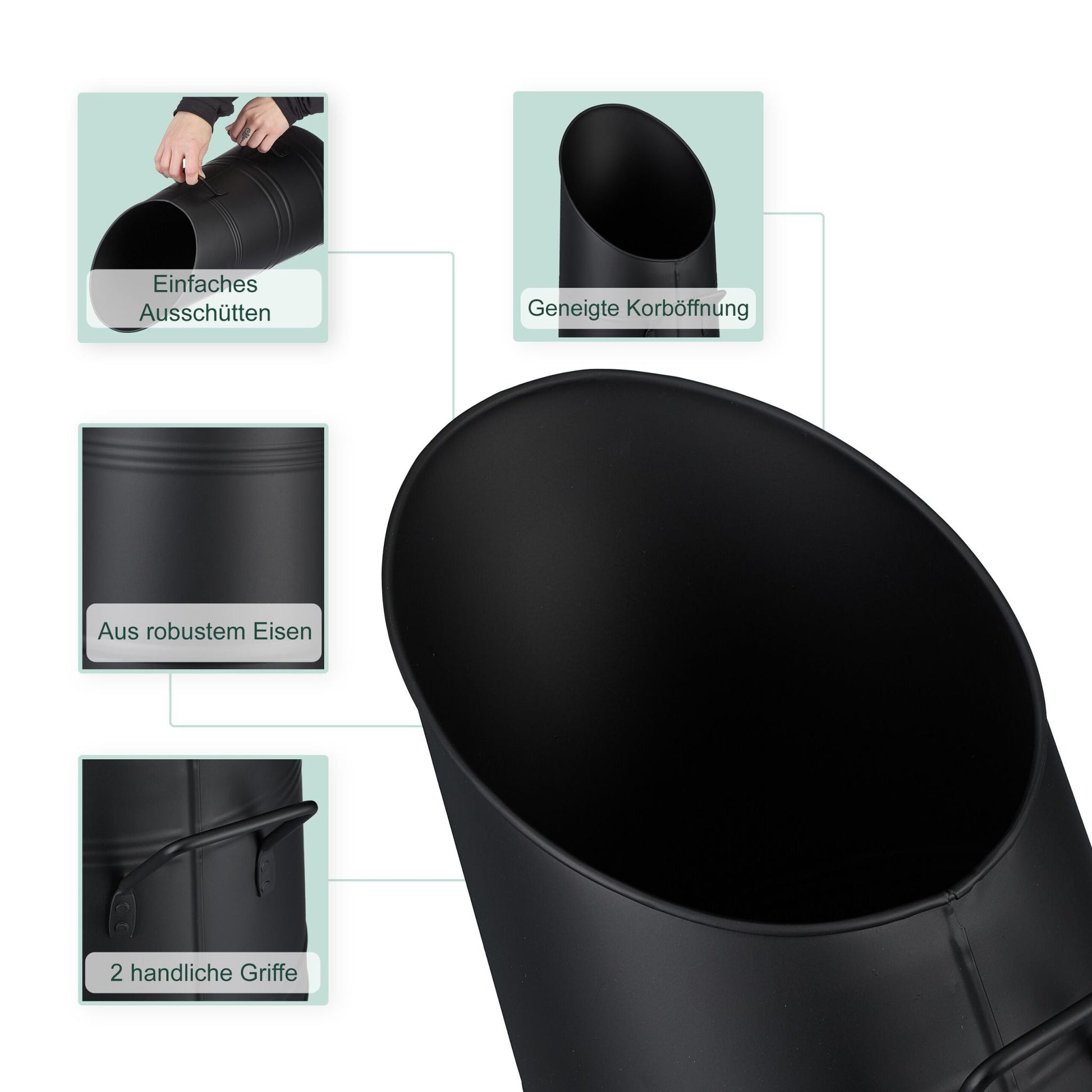 Kohlenschütte 9L Schwarz von Relaxdays