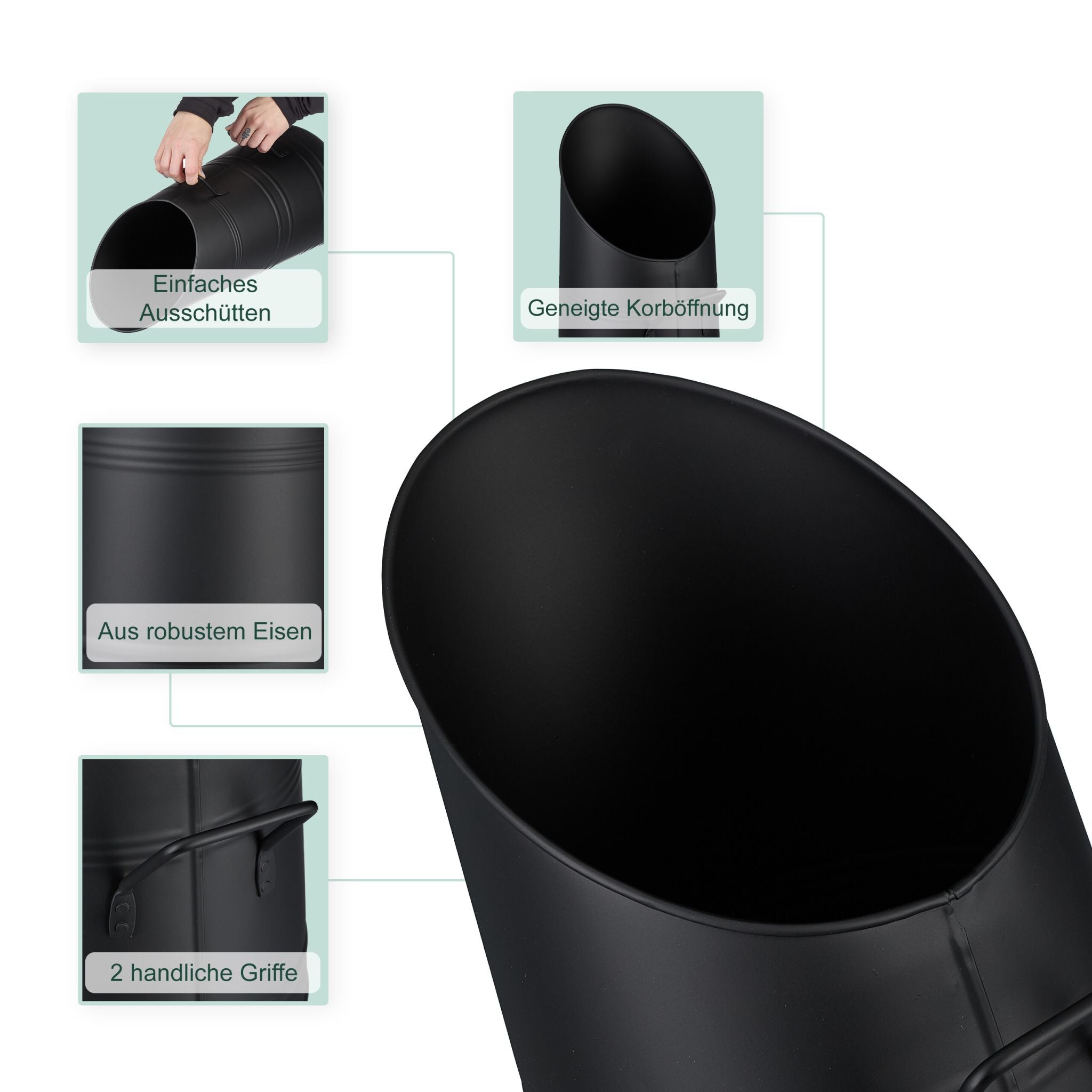 Kohlenschütte 9L Schwarz von Relaxdays