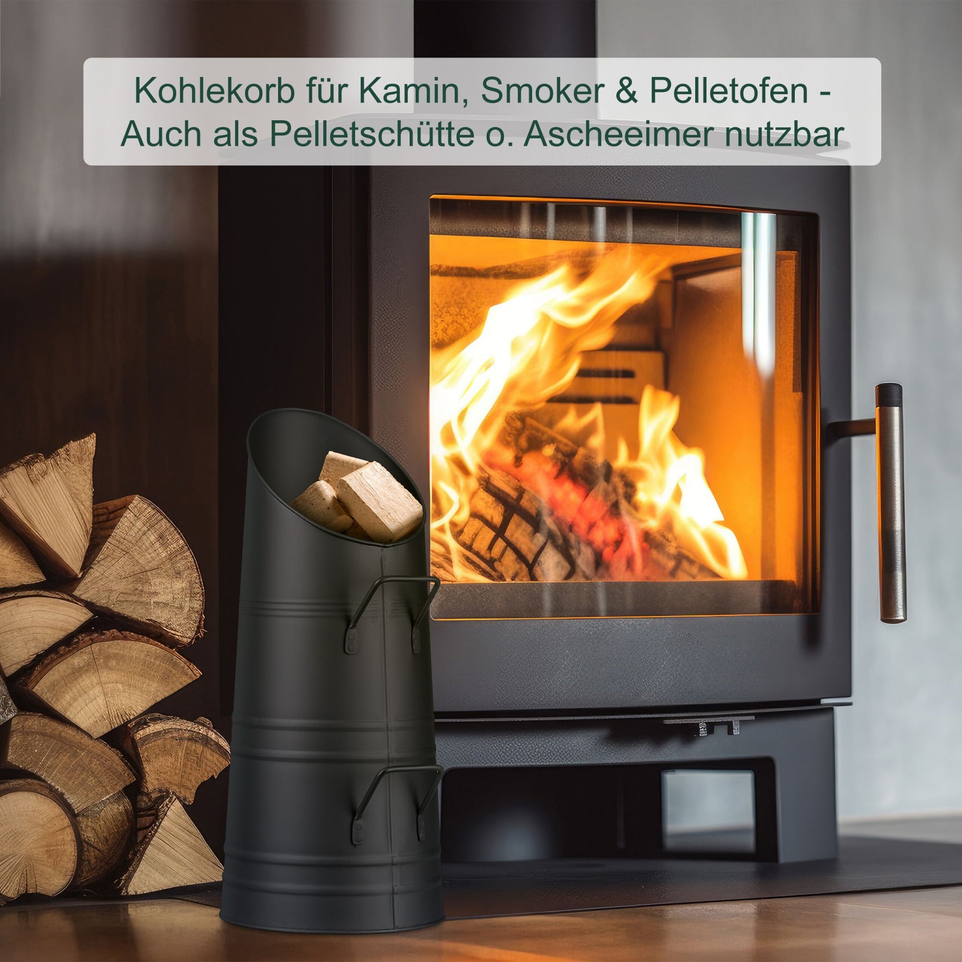 Kohlenschütte 9L Schwarz von Relaxdays