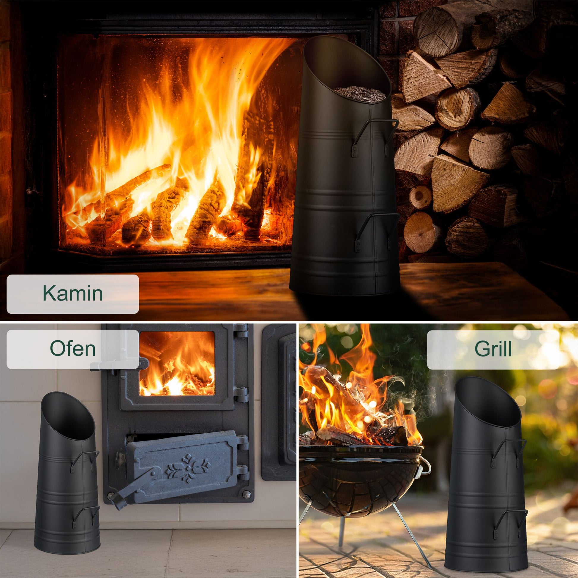 Kohlenschütte 9L Schwarz von Relaxdays