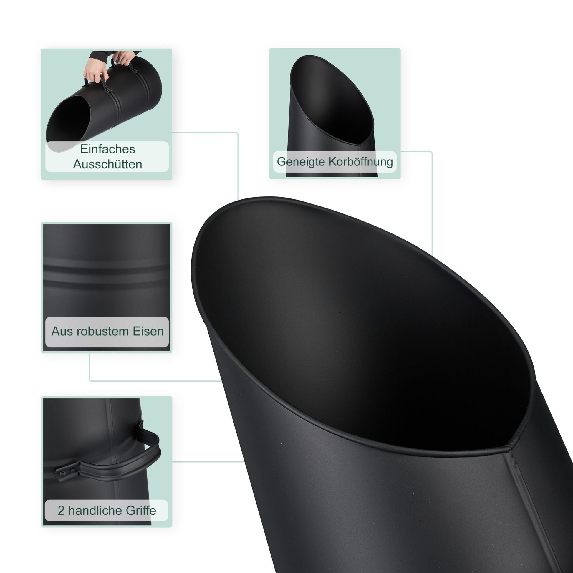 Kohlenschütte 16L Schwarz von Relaxdays