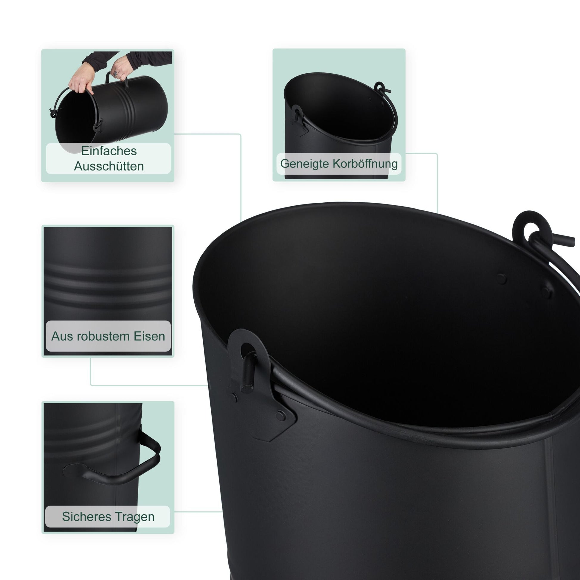 Kohlenschütte 12L Schwarz von Relaxdays