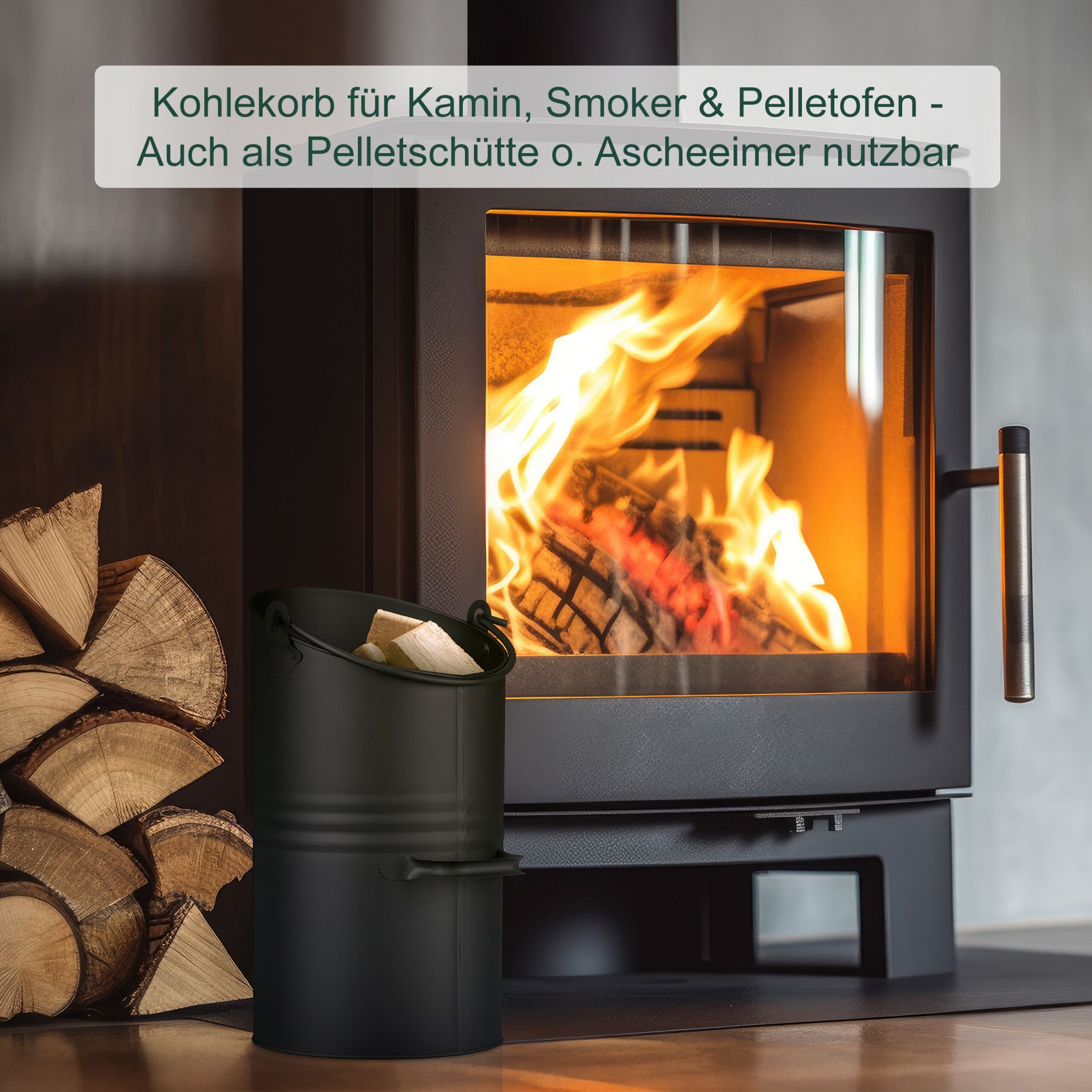 Kohlenschütte 12L Schwarz von Relaxdays
