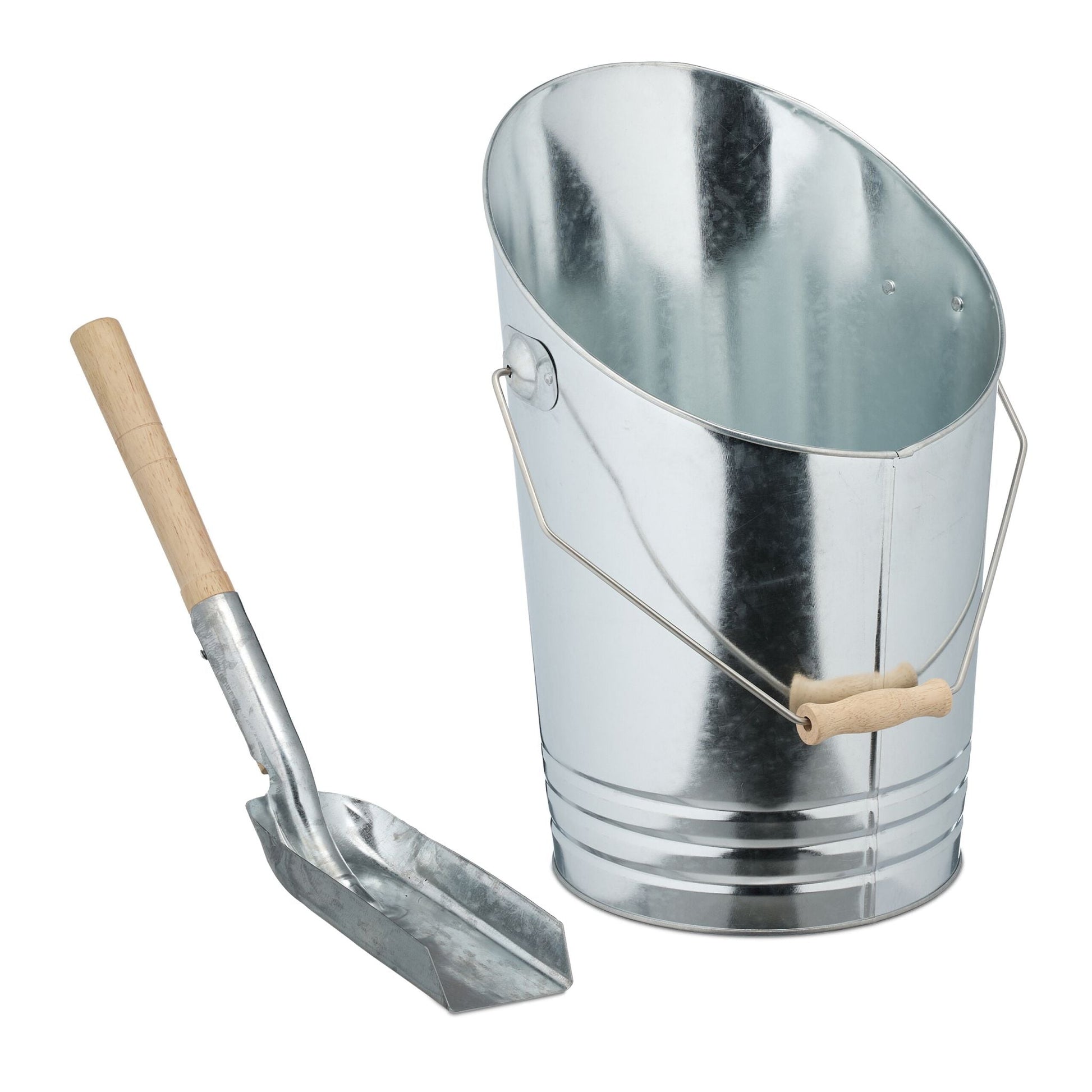 Kohleneimer mit Schaufel Hellbraun-Silber von Relaxdays