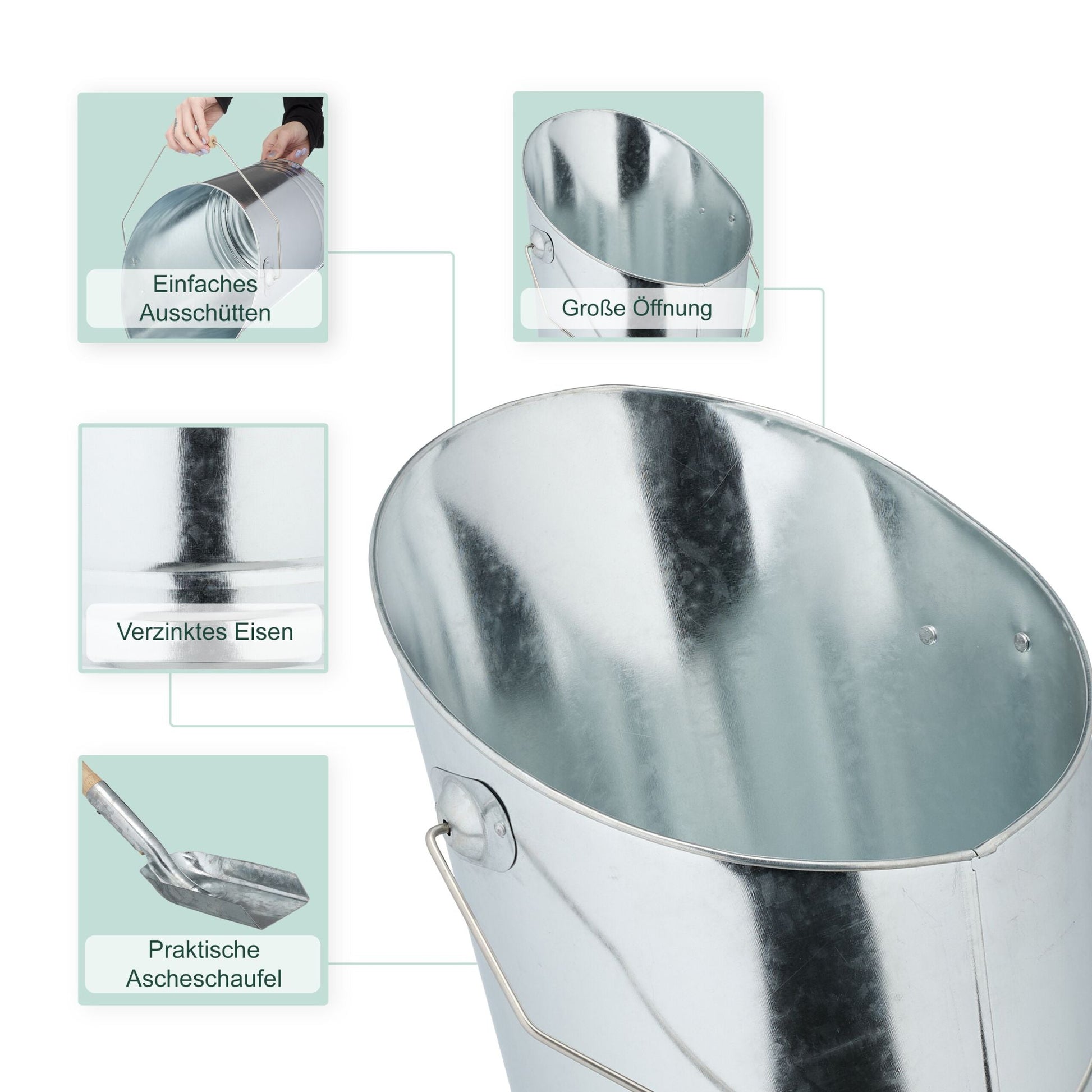Kohleneimer mit Schaufel Hellbraun-Silber von Relaxdays