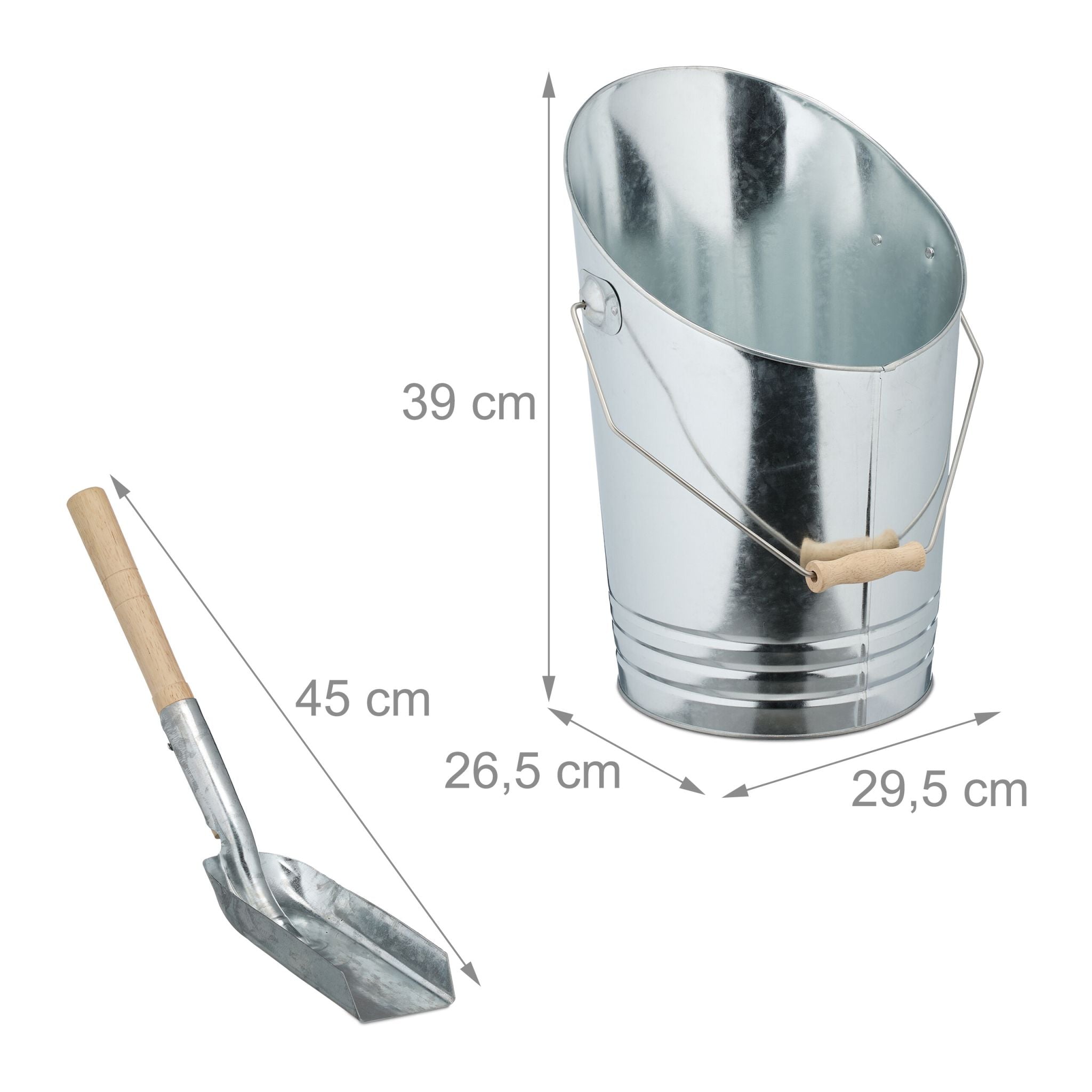 Kohleneimer mit Schaufel Hellbraun-Silber von Relaxdays