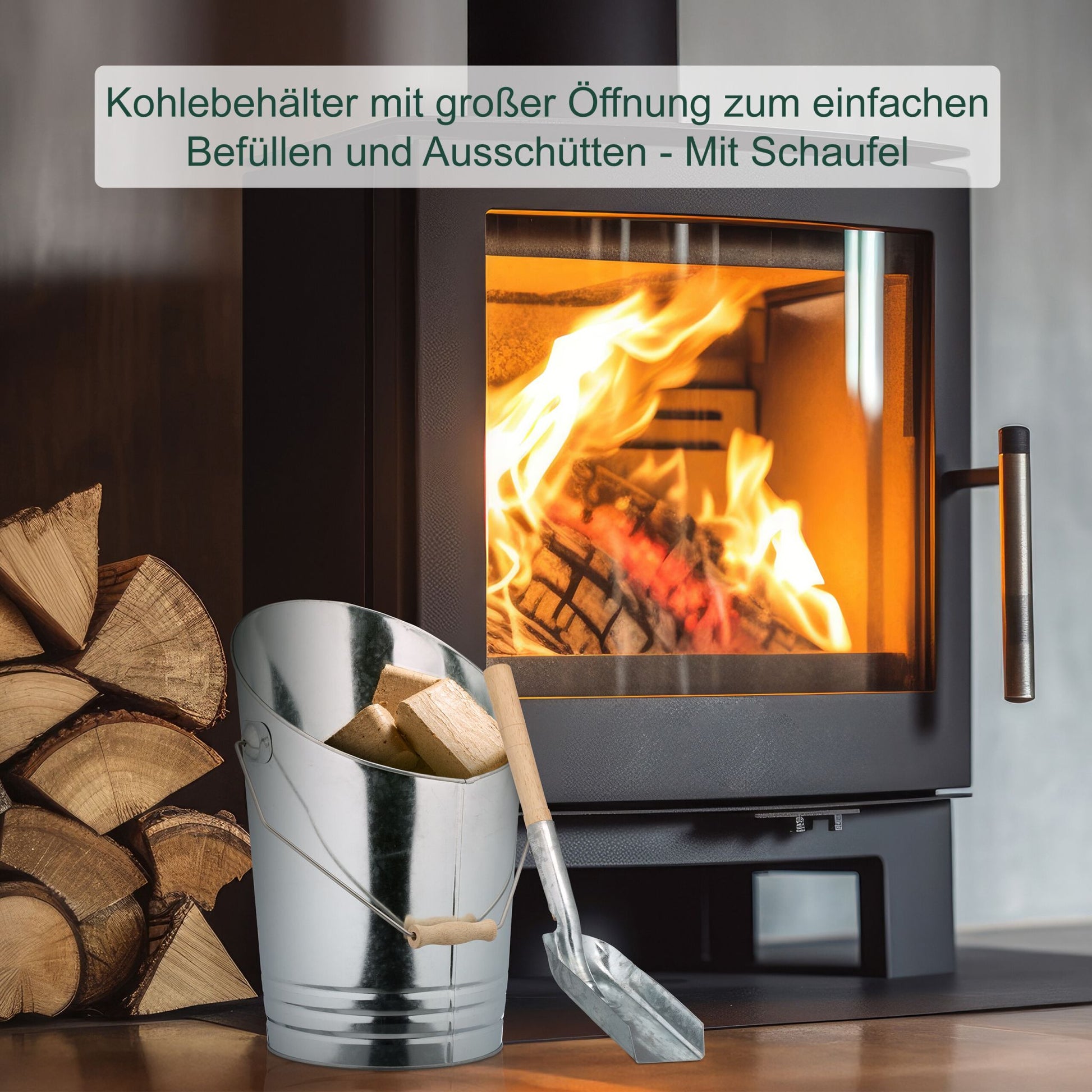 Kohleneimer mit Schaufel Hellbraun-Silber von Relaxdays