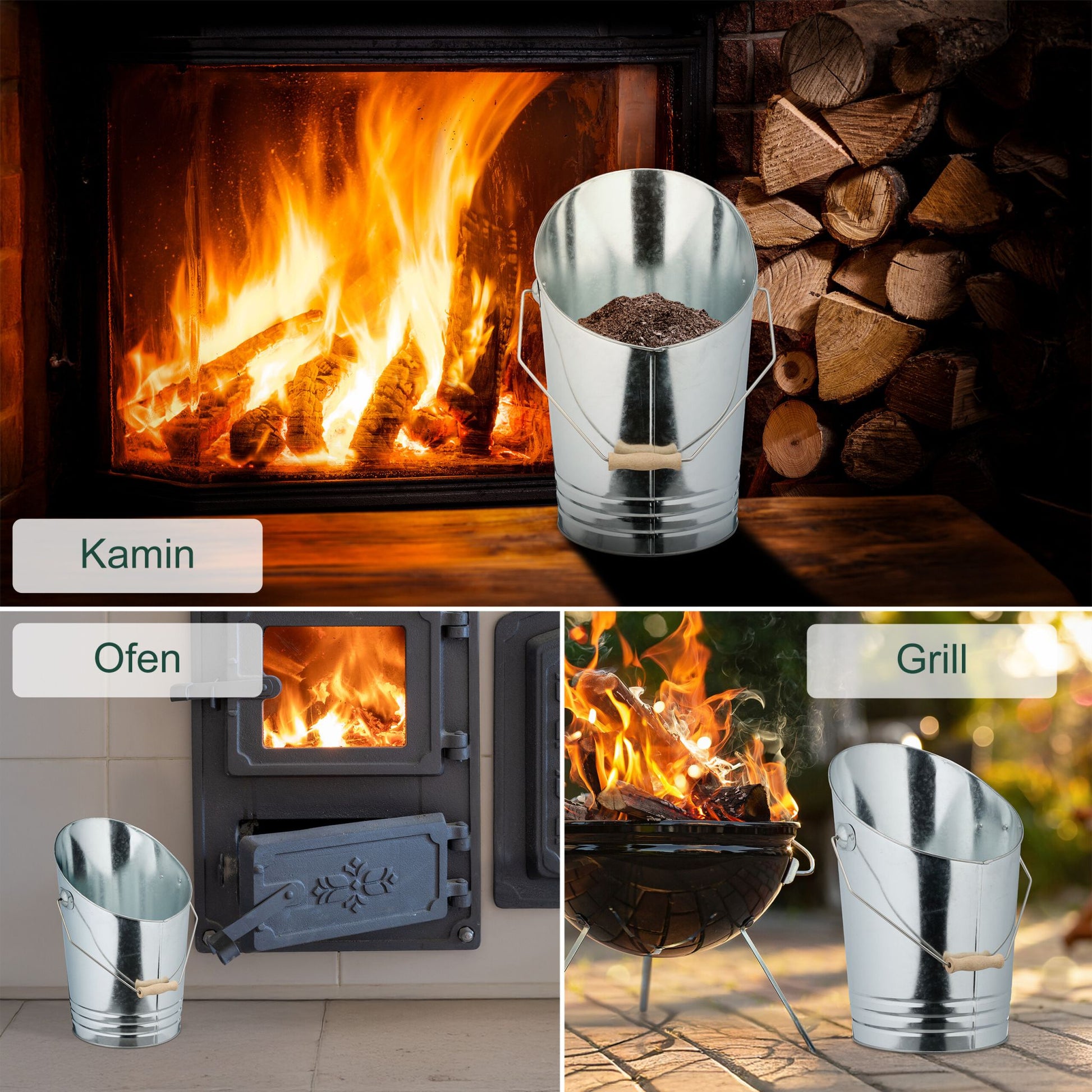 Kohleneimer mit Schaufel Hellbraun-Silber von Relaxdays