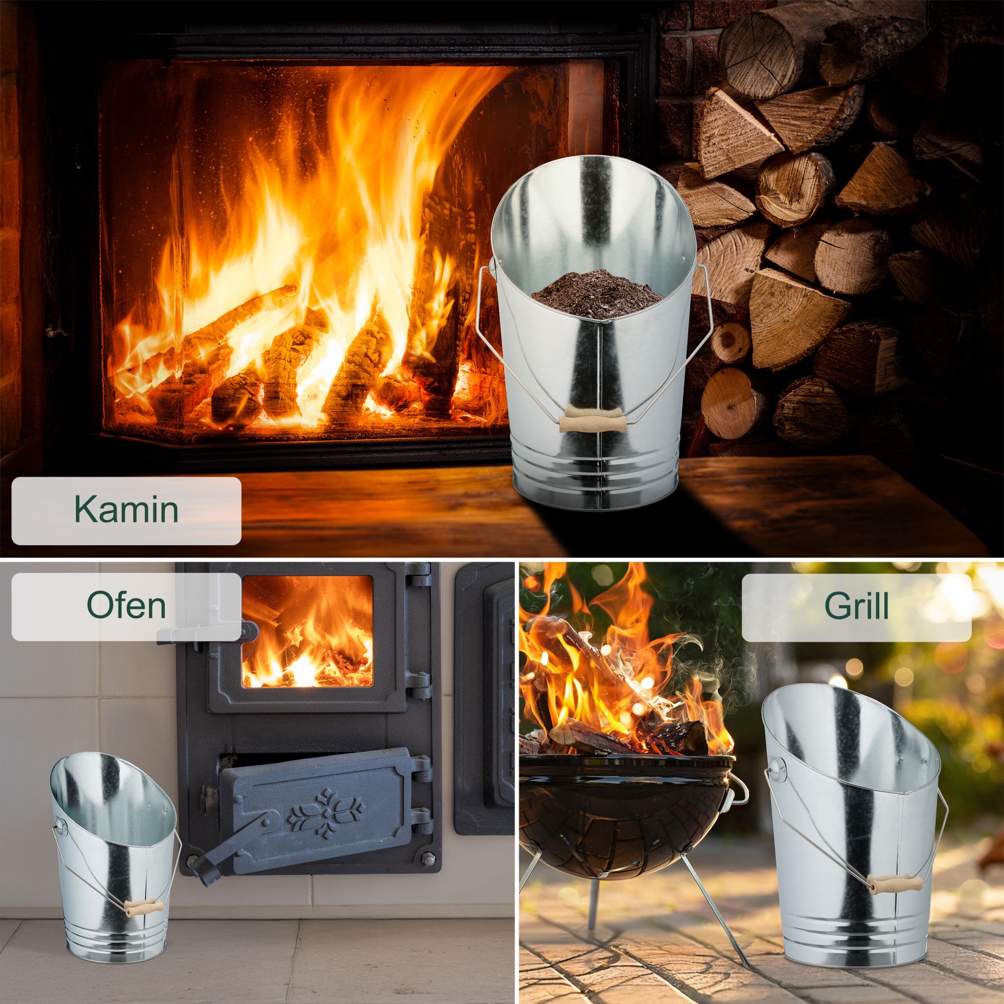 Kohleneimer mit Schaufel Hellbraun-Silber von Relaxdays