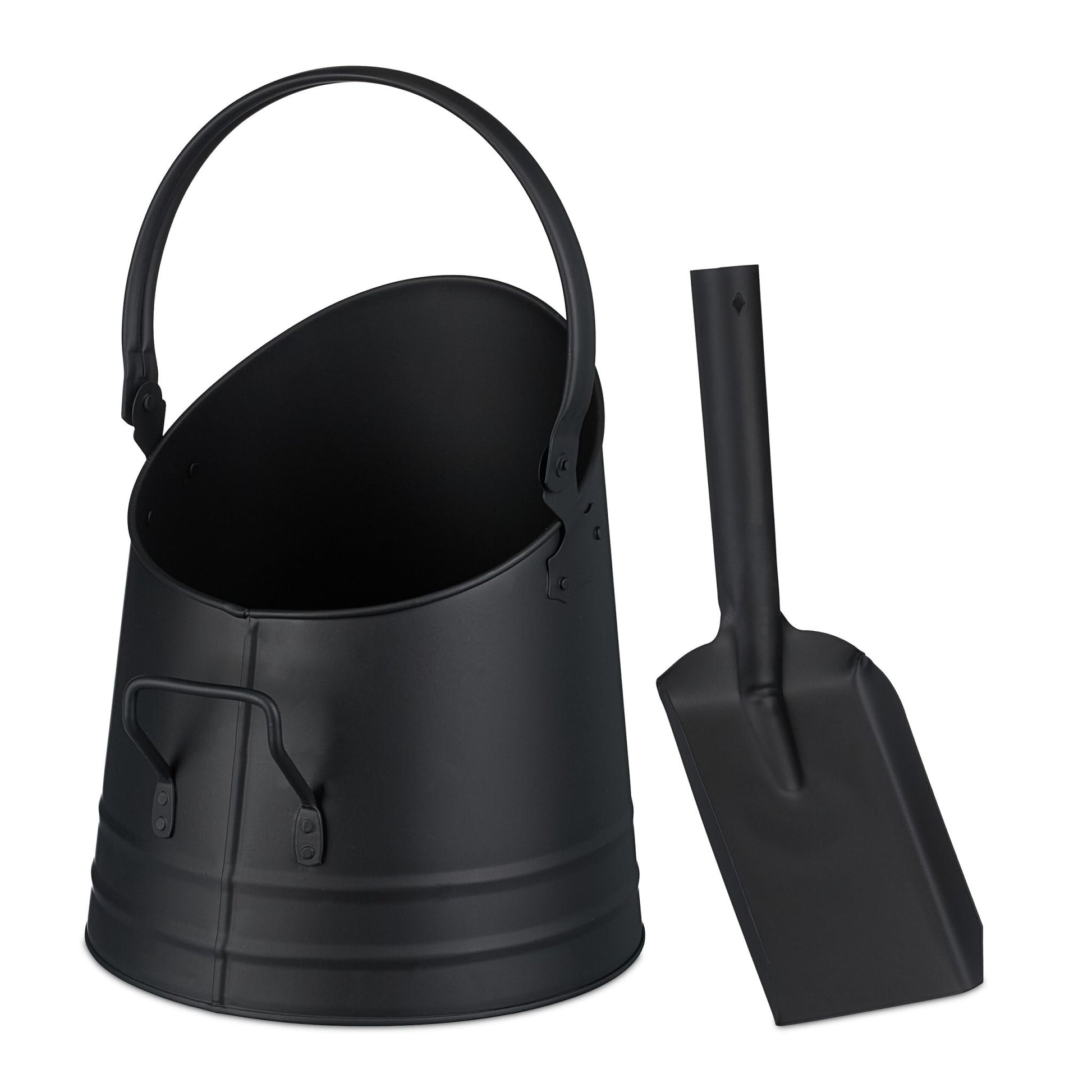 Kohleneimer mit Schaufel 6,5L Schwarz von Relaxdays