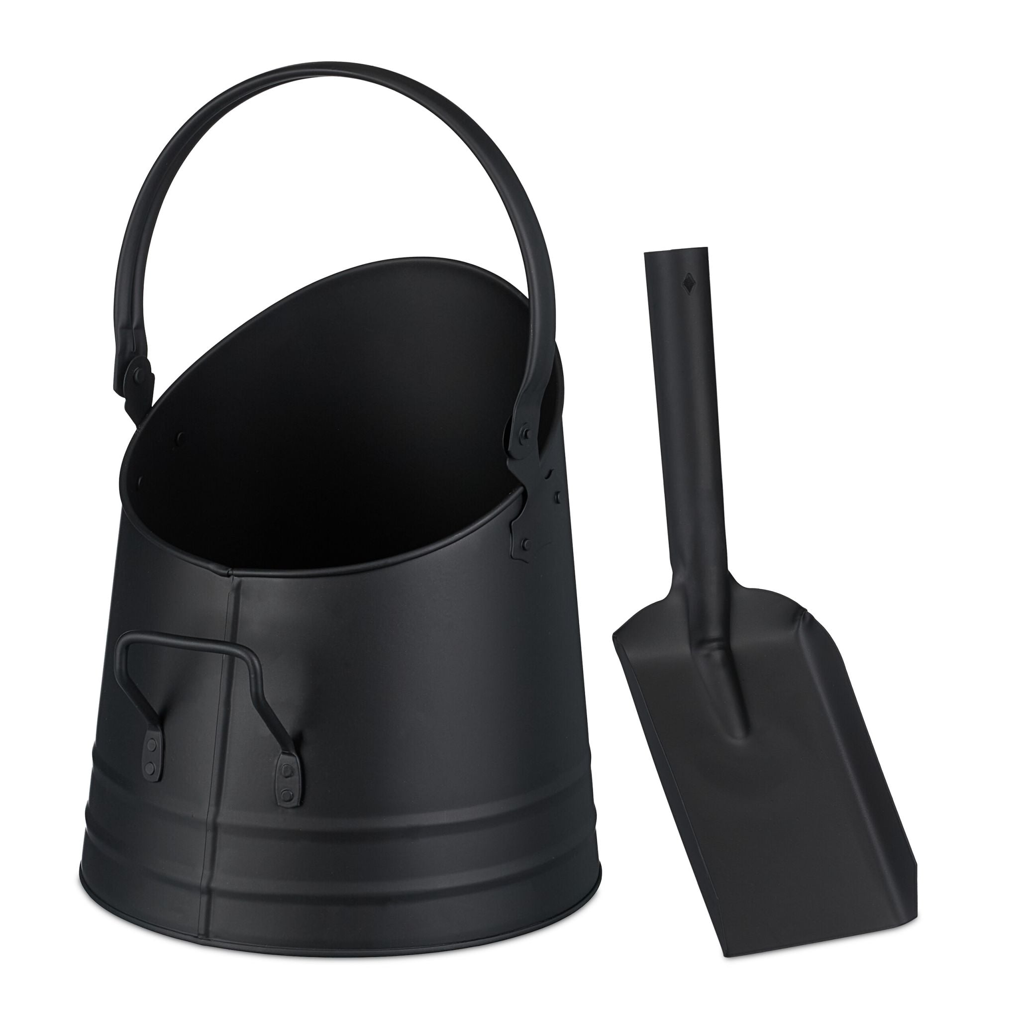 Kohleneimer mit Schaufel 6,5L Schwarz von Relaxdays