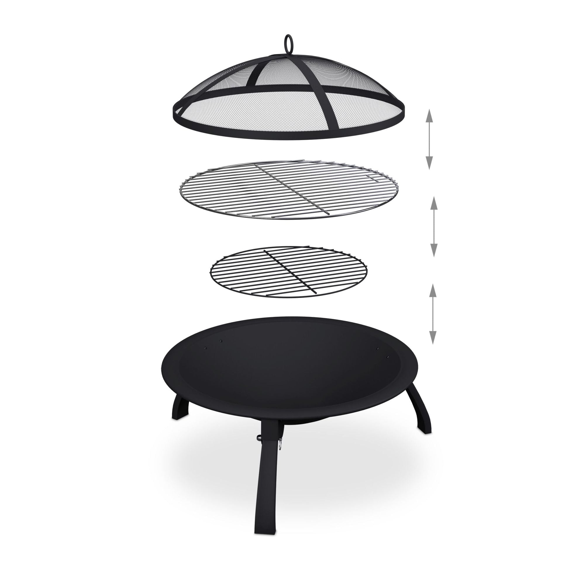 Feuerschale mit Grillrost Schwarz-Silber von Relaxdays