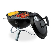 Tragbarer Kugelgrill Ø 37cm Schwarz-Silber von Relaxdays