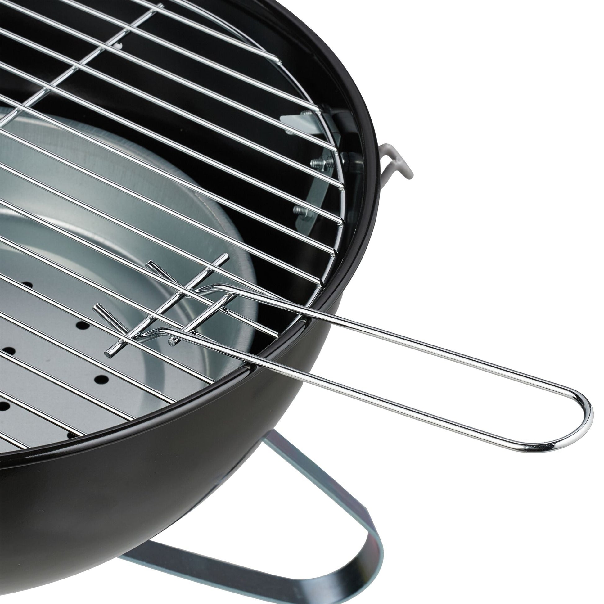 Tragbarer Kugelgrill Ø 37cm Schwarz-Silber von Relaxdays