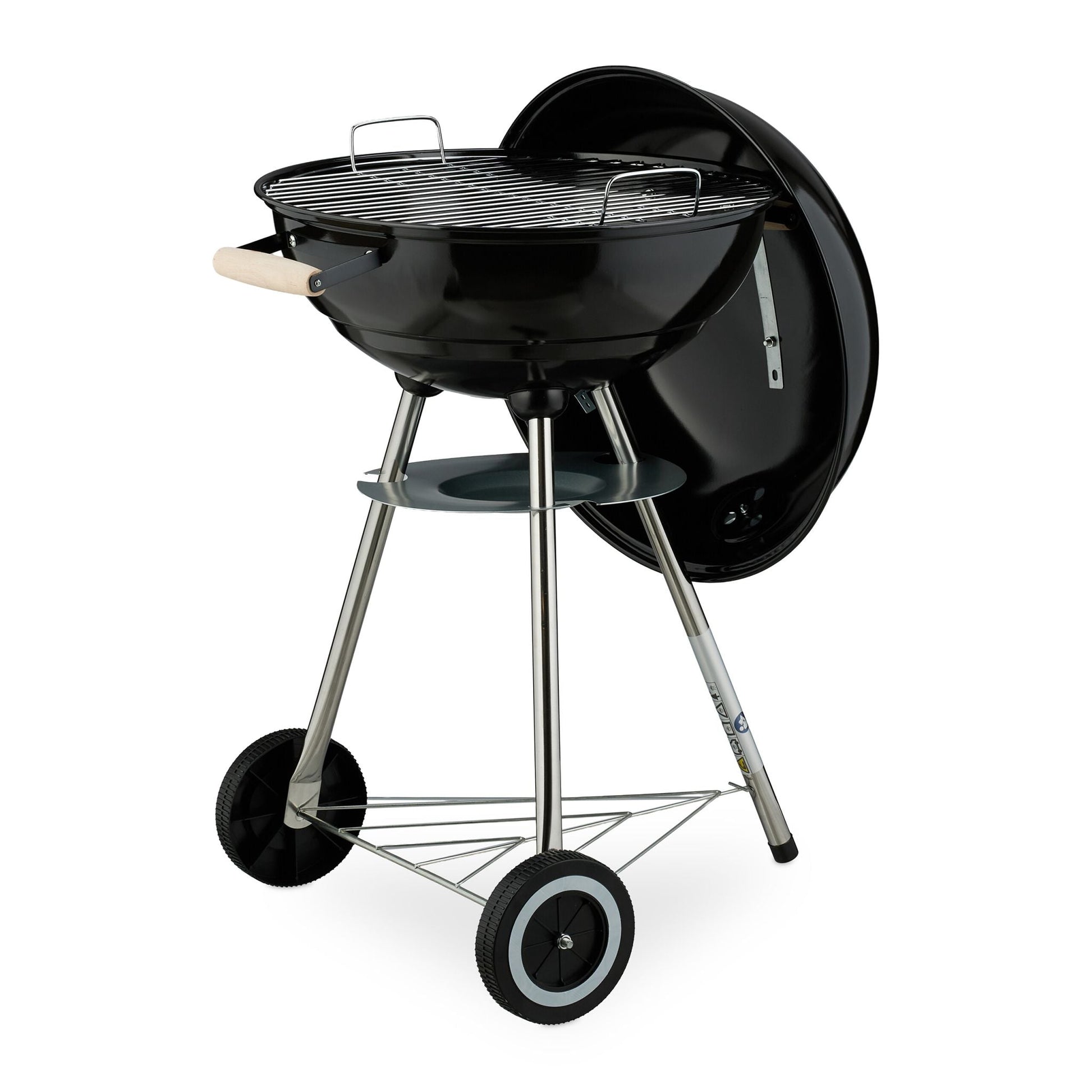 Fahrbarer Kugelgrill Schwarz-Silber von Relaxdays